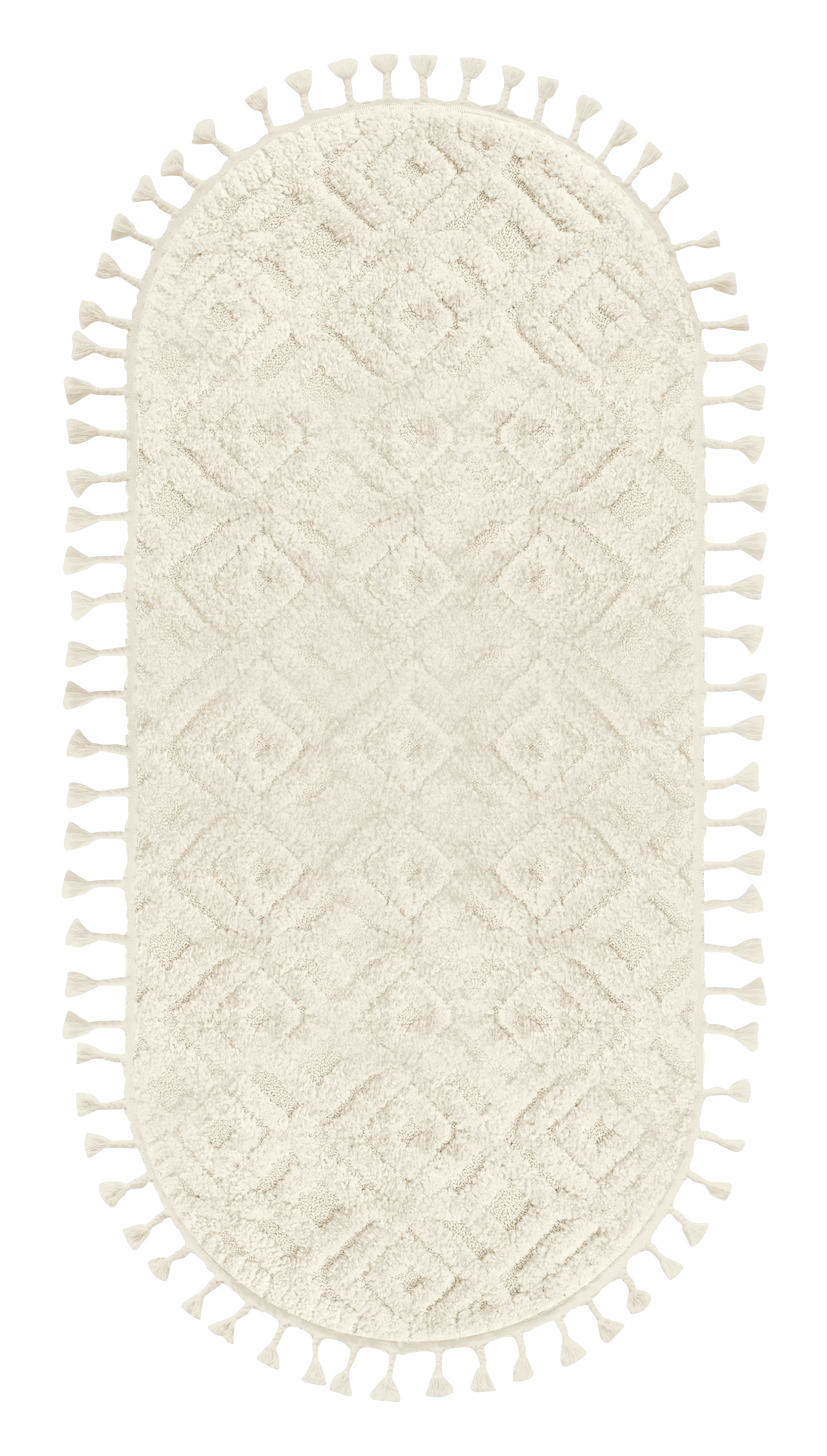 Dywan z frędzlami owalny Malmo biały 60 x 120 cm