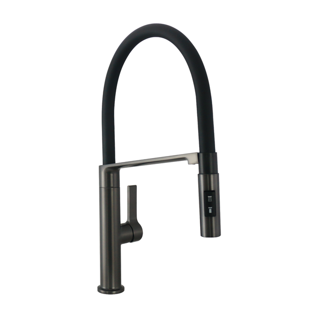 Robinet de cuisine avec douchette graphite brossé, Oly, DELINIA