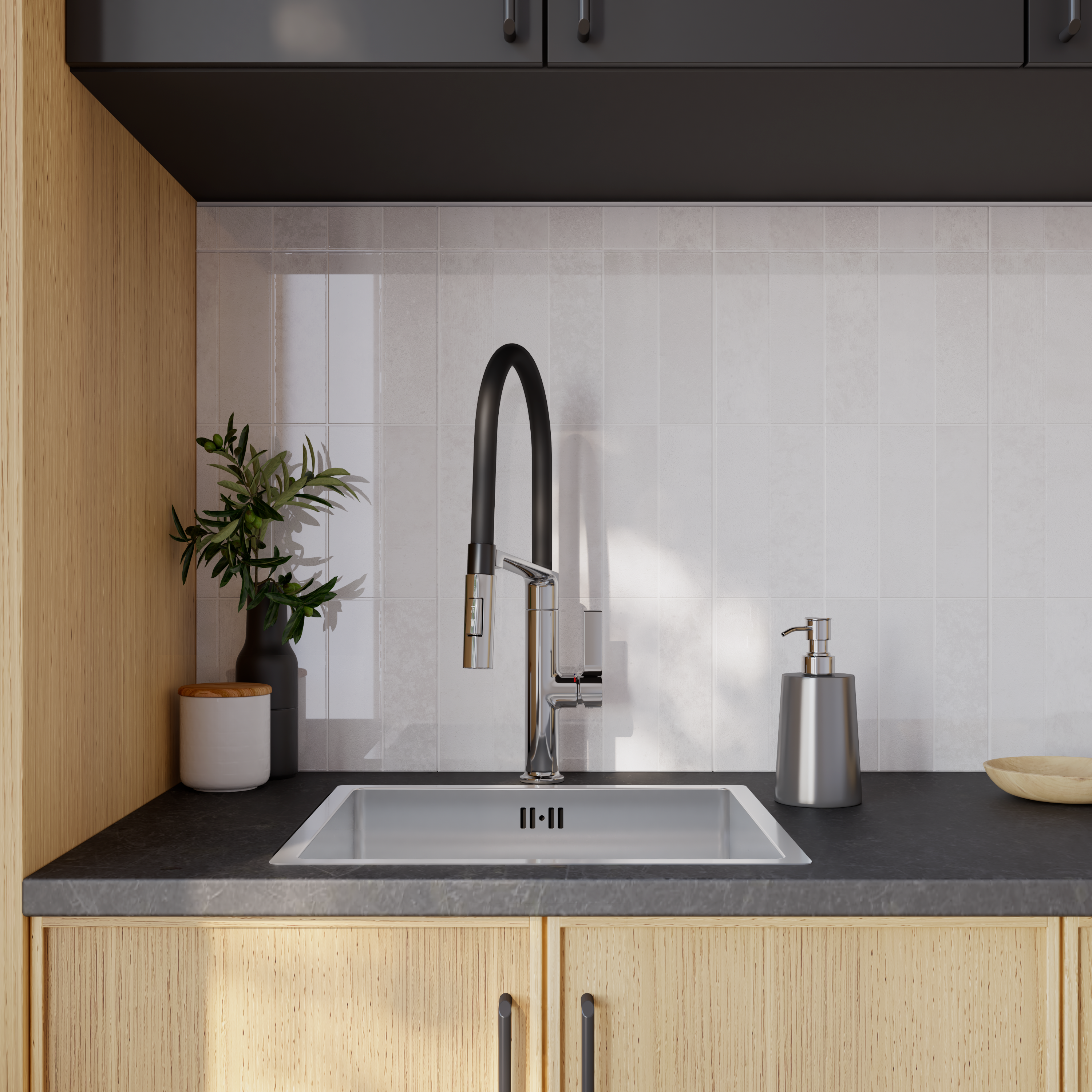 Mitigeur de cuisine avec douchette DELINIA Oly noir / chrome - 10