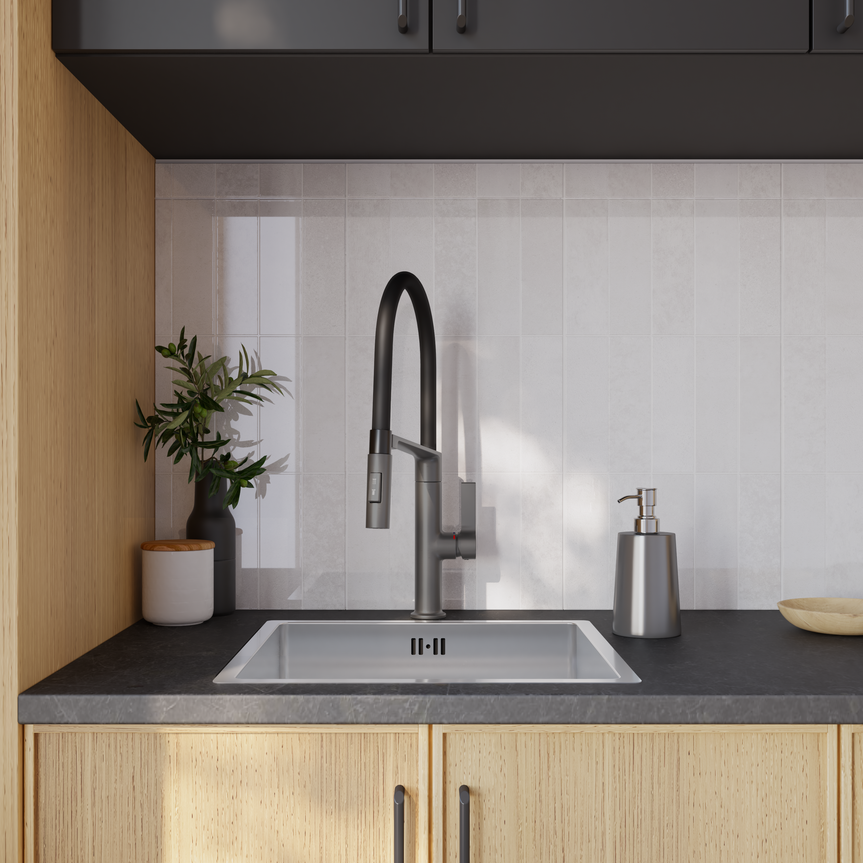 Mitigeur de cuisine avec douchette DELINIA Oly anthracite - 12