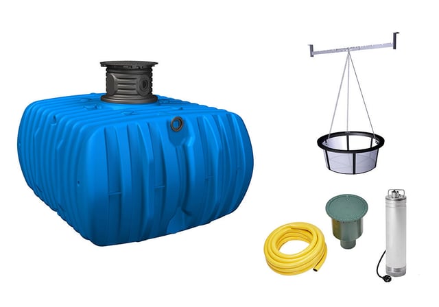 Cuve + accessoires récupération eau de pluie à enterrer Flat pour jardin 5000 l