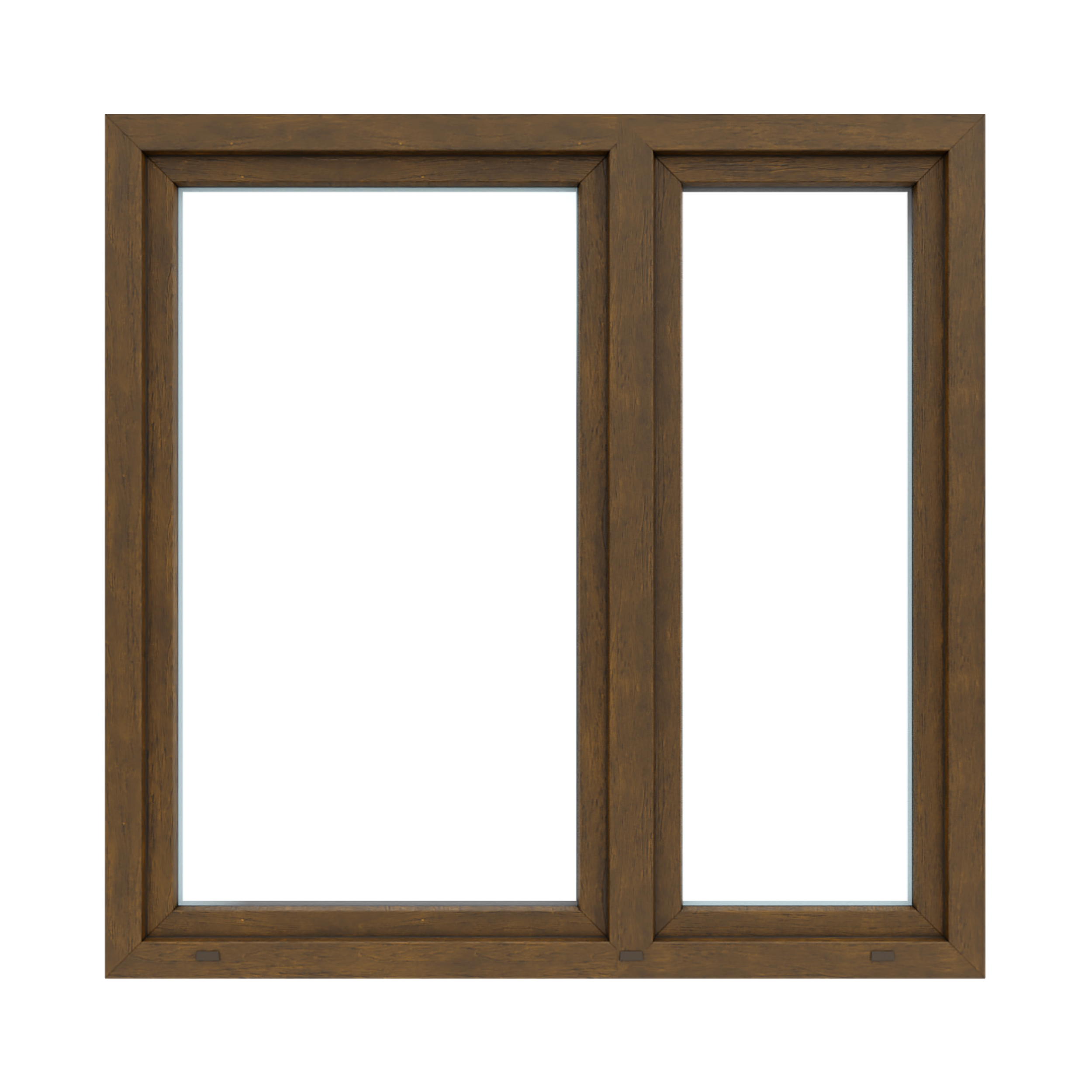 Okno PCV 2-szybowe fasadowe O35 orzechowe 1465X1435 mm otwierane do wewnątrz lewe Witraż