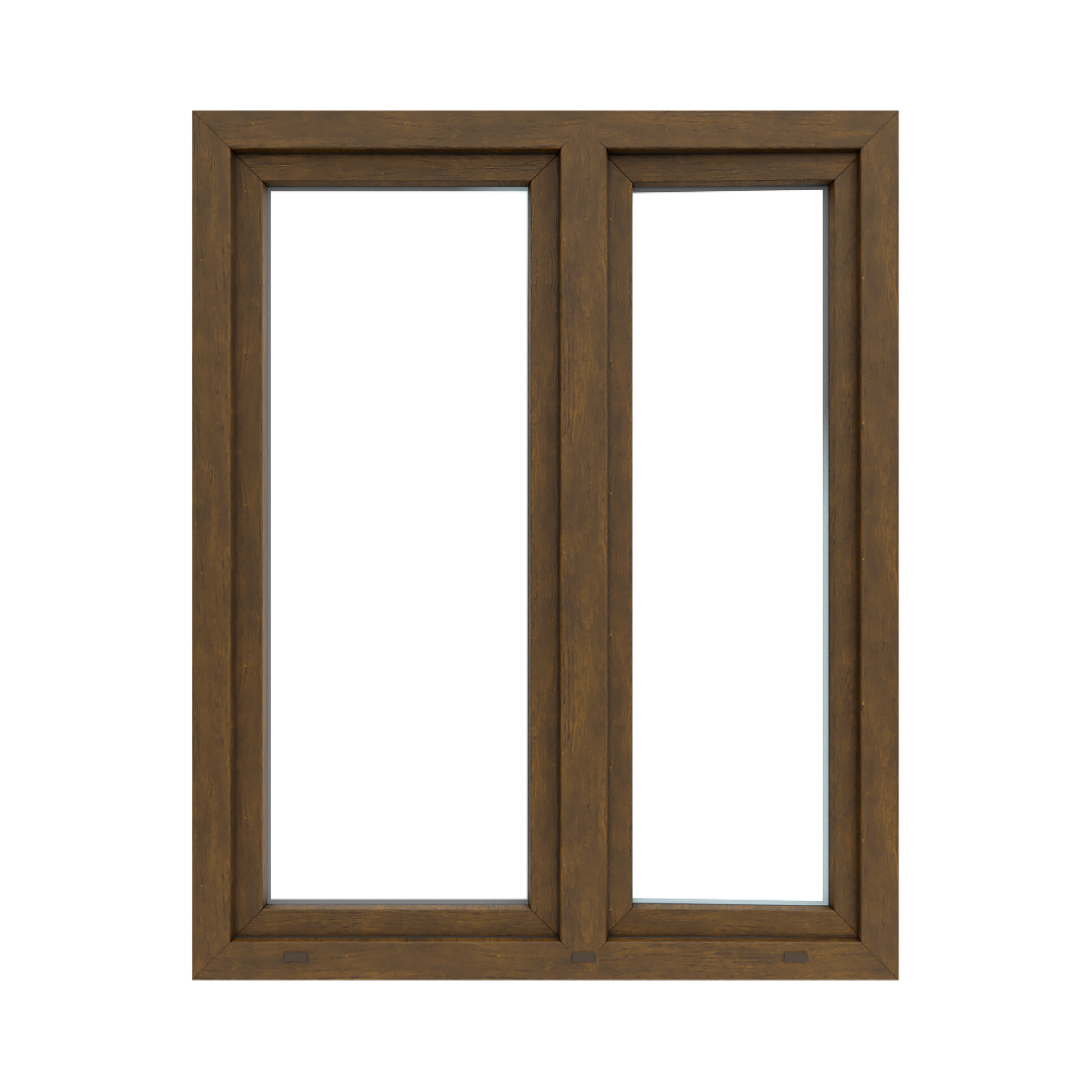 Okno PCV 2-szybowe fasadowe O33 orzechowe 1165x1435 mm otwierane do wewnątrz lewe Witraż