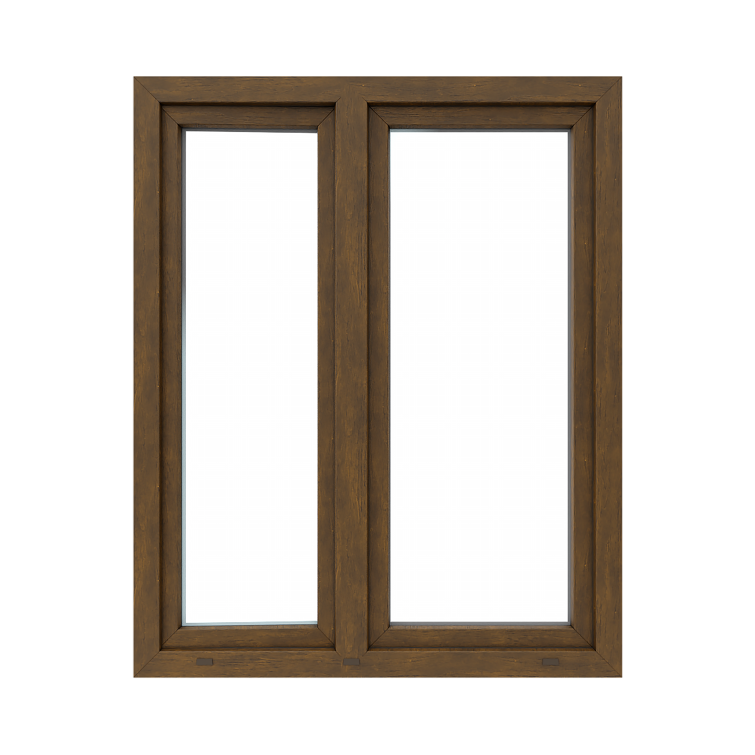 Okno PCV 2-szybowe fasadowe O32A orzechowe 1165x1435 mm otwierane do wewnątrz prawe Witraż