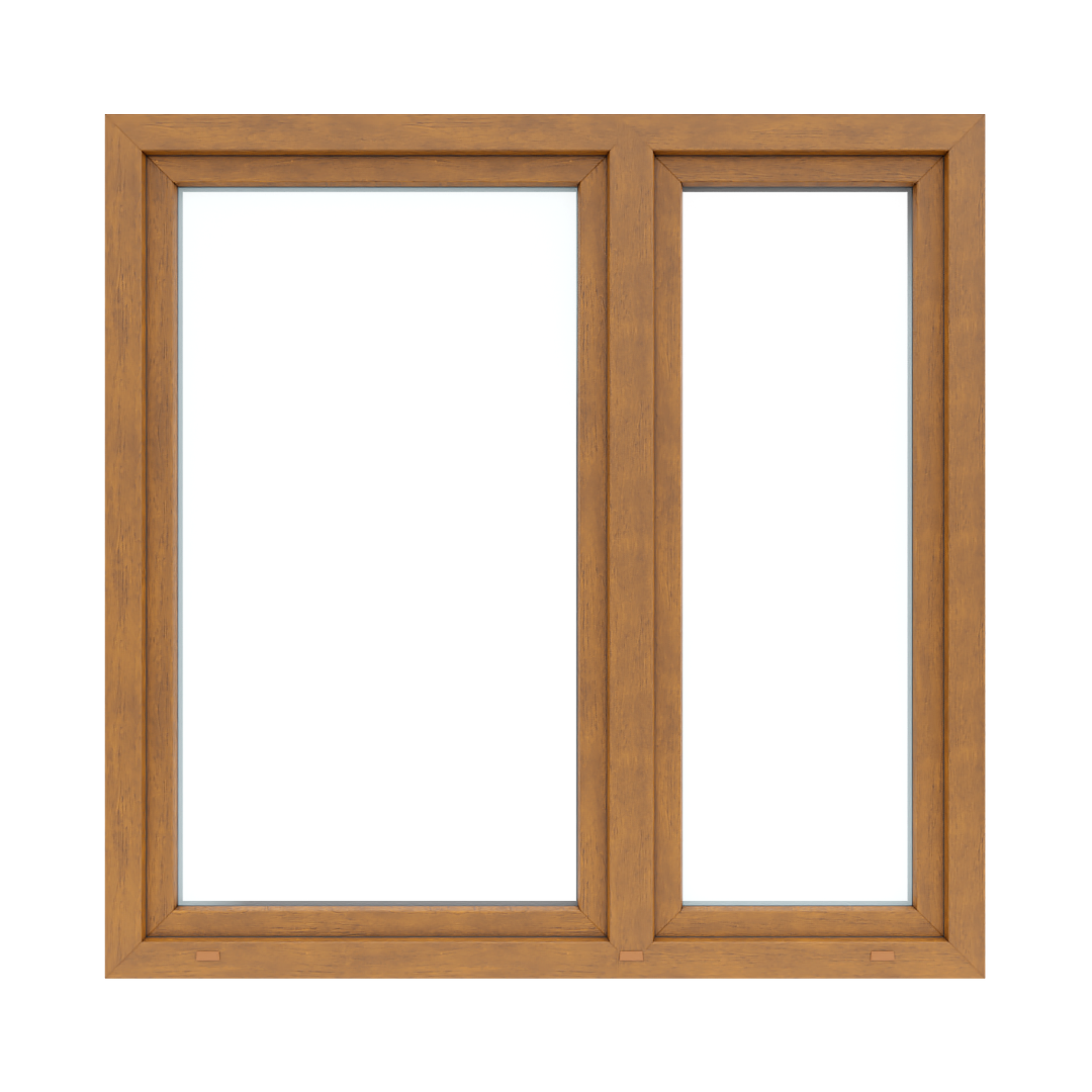 Okno PCV 2-szybowe fasadowe O35A złoty dąb 1465X1435 mm otwierane do wewnątrz lewe Witraż