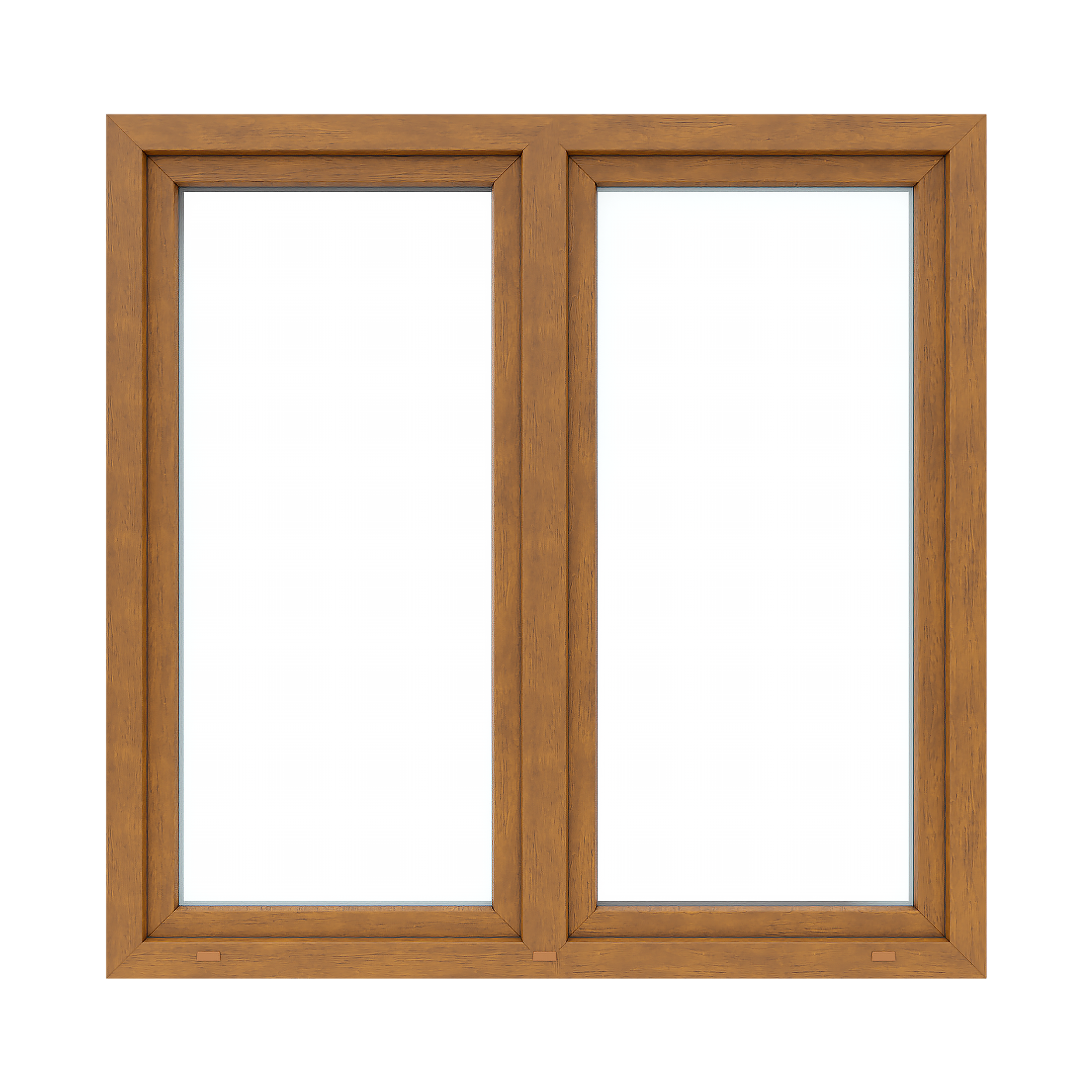 Okno PCV 2-szybowe fasadowe O35S złoty dąb 1465X1435 mm otwierane do wewnątrz lewe Witraż