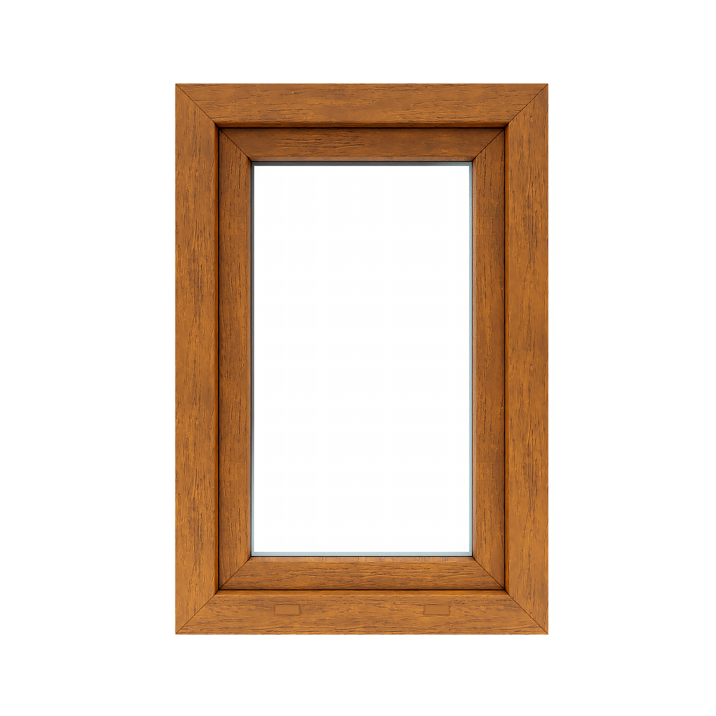 Okno PCV 2-szybowe fasadowe O4U złoty dąb 565x835 mm uchylne do wewnątrz Witraż
