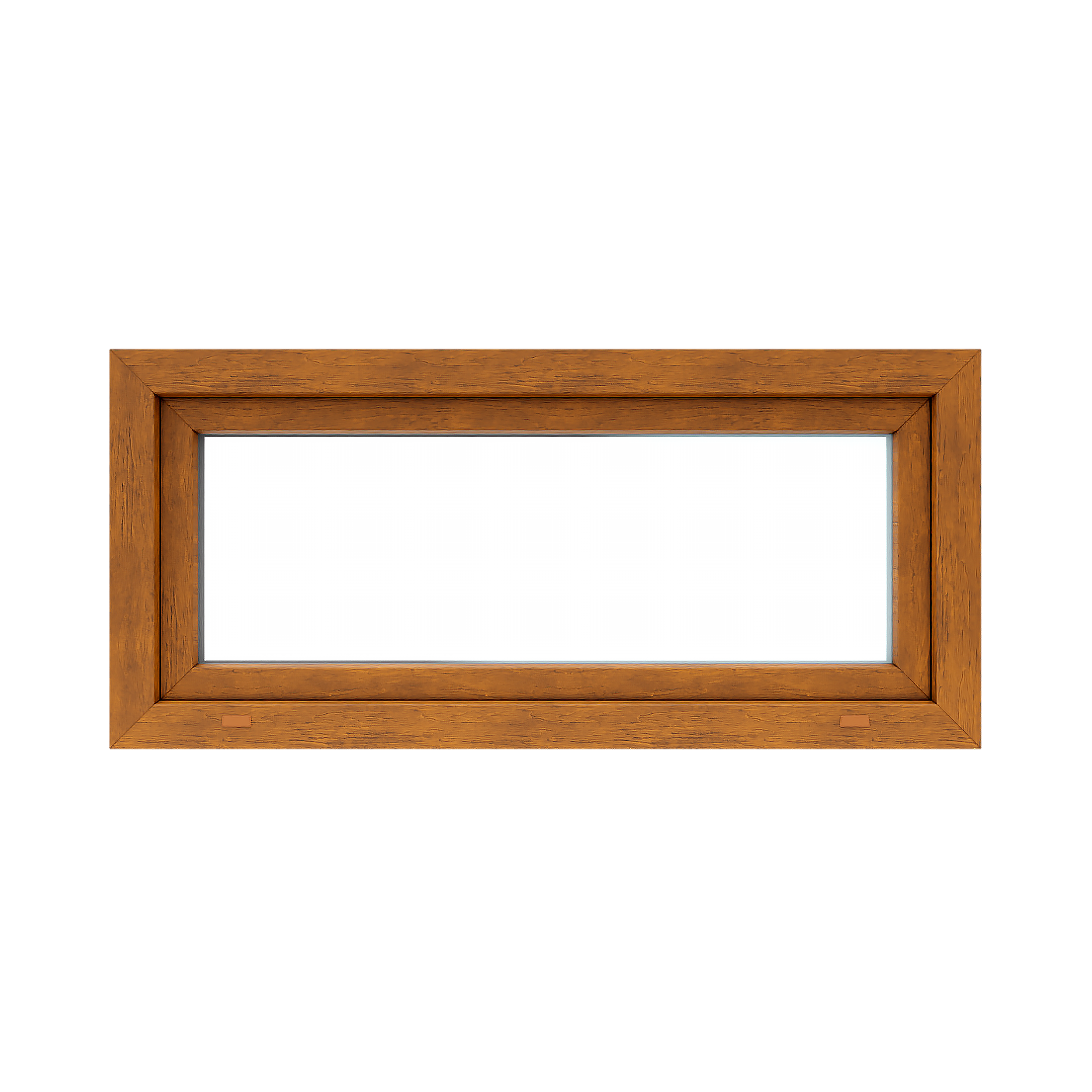 Okno PCV 2-szybowe fasadowe O3 złoty dąb 1165x535 mm uchylne do wewnątrz Witraż