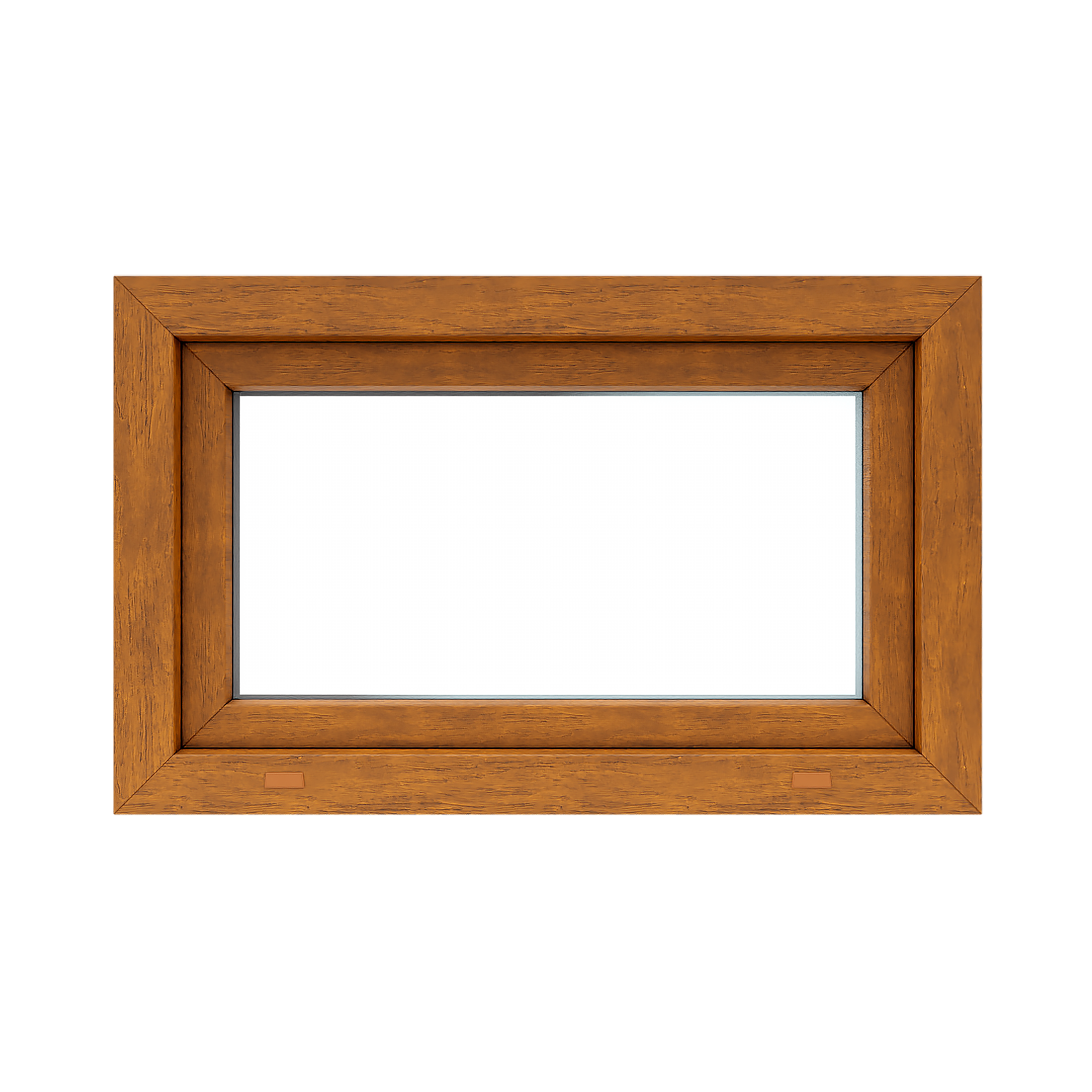 Okno PCV 2-szybowe fasadowe O2 złoty dąb 865x535 mm uchylne do wewnątrz Witraż