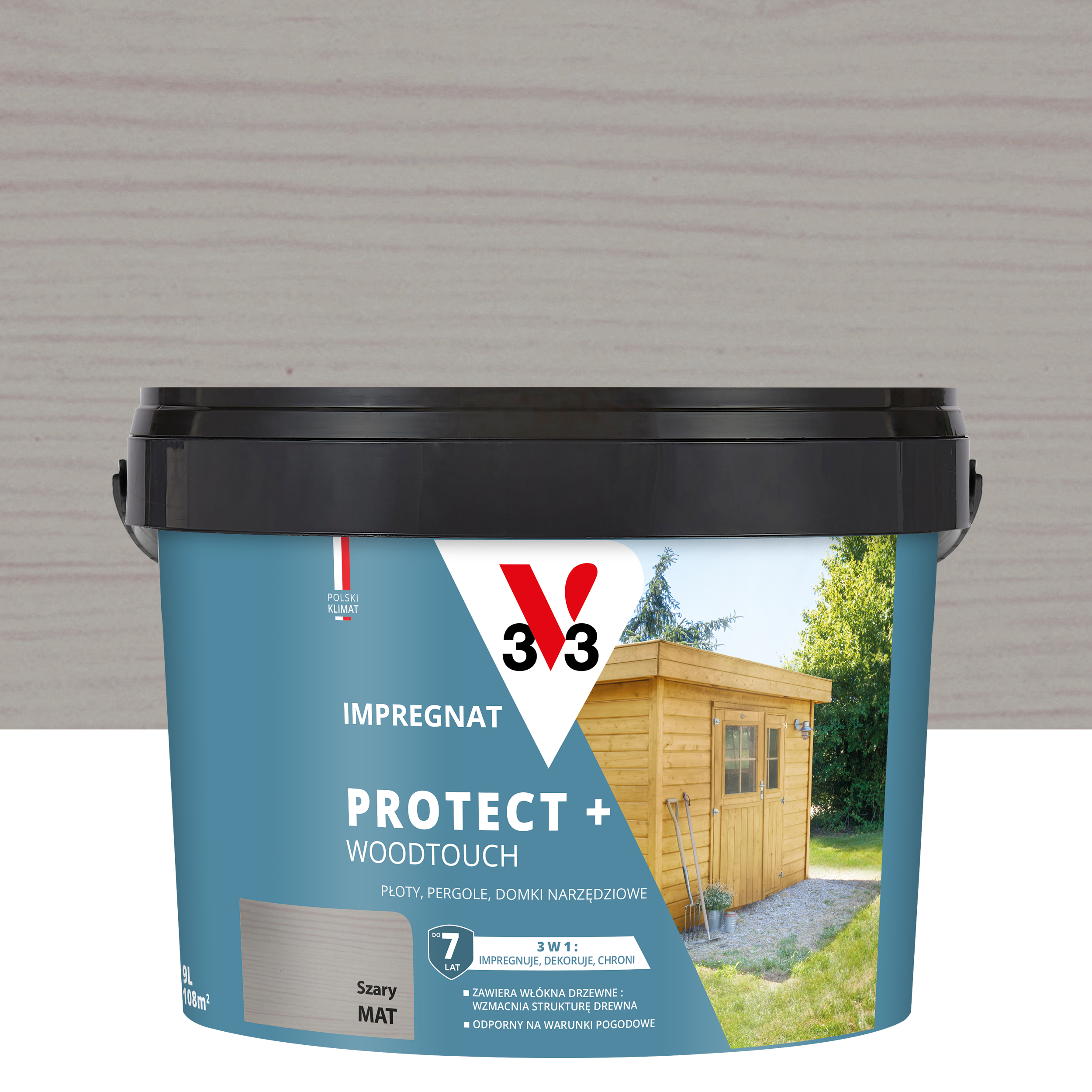 Impregnat do drewna Protect + Woodtouch Szary 9 l V33
