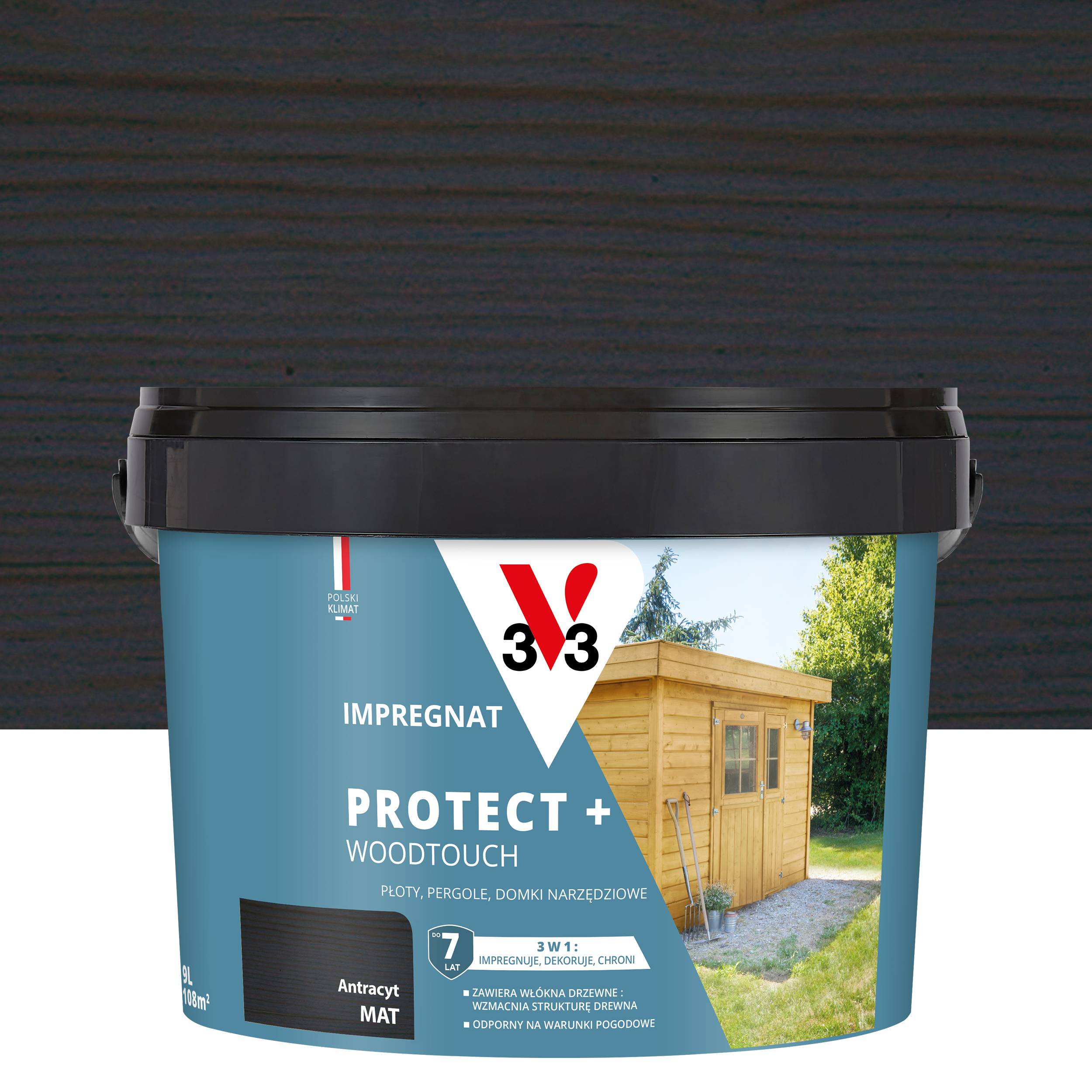 Impregnat do drewna Protect + Woodtouch Antracyt 9 l V33