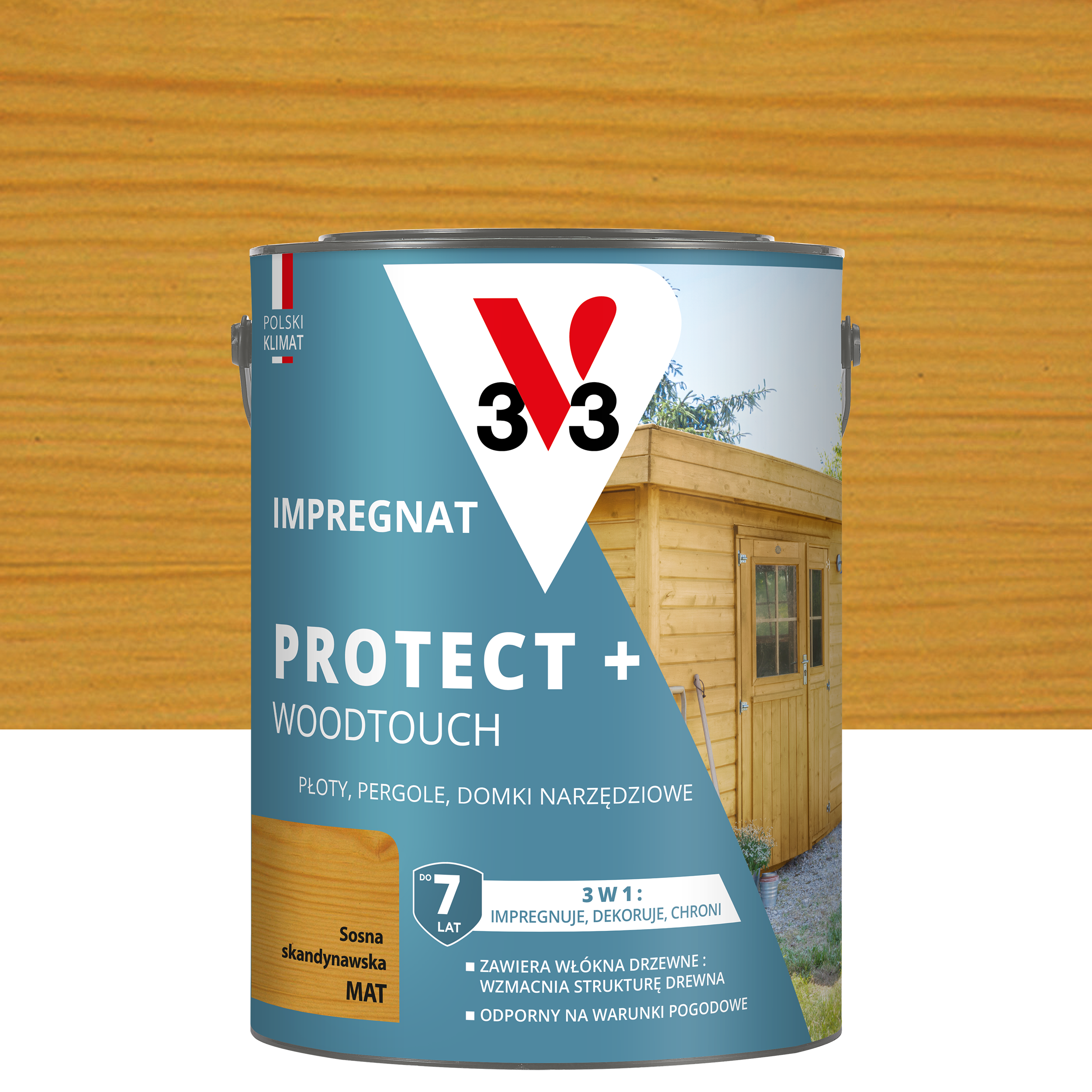 Impregnat do drewna Protect + Woodtouch 3w1 Sosna skandynawska mat 4.5 l V33