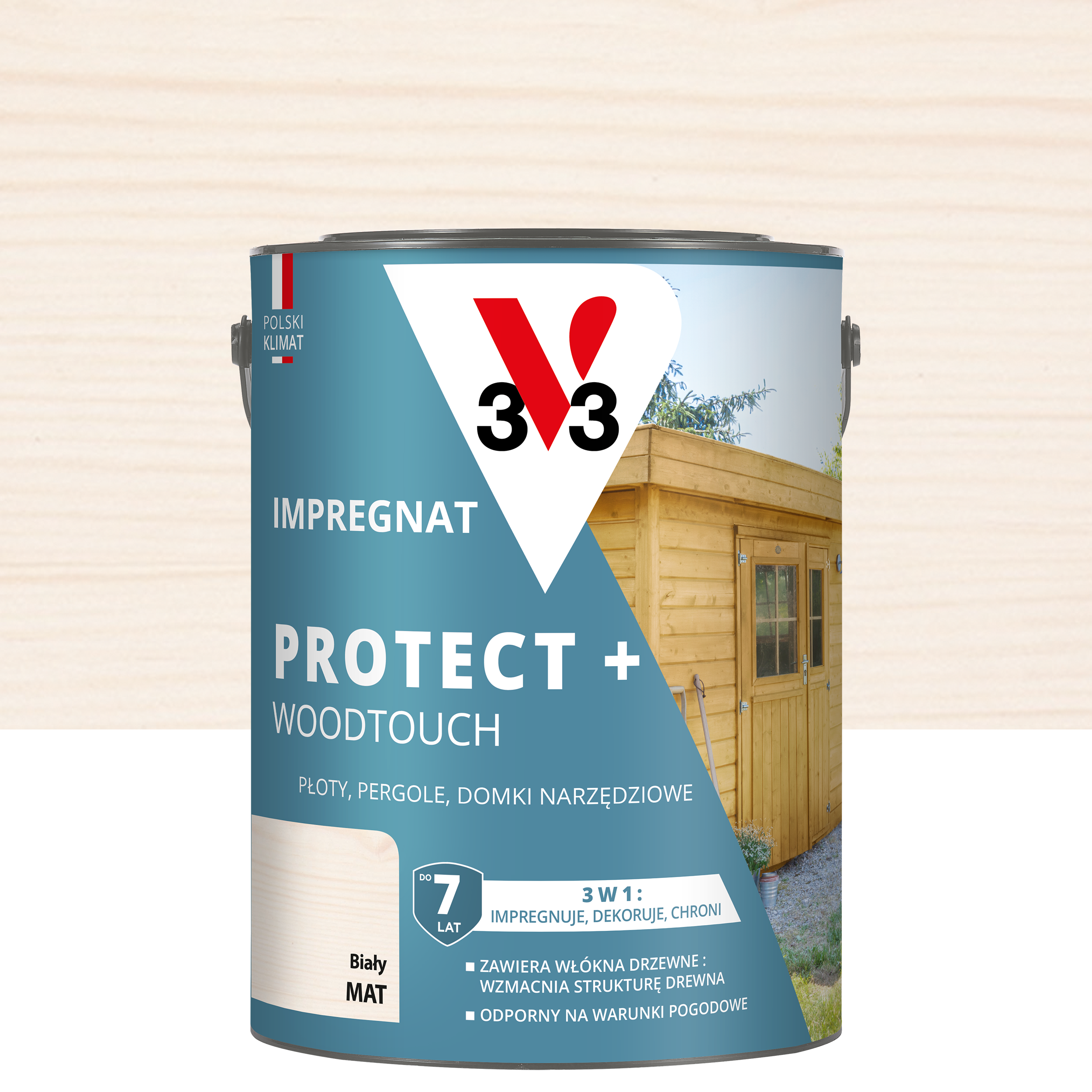 Impregnat do drewna Protect + Woodtouch 3w1 Biały mat 4.5 l V33