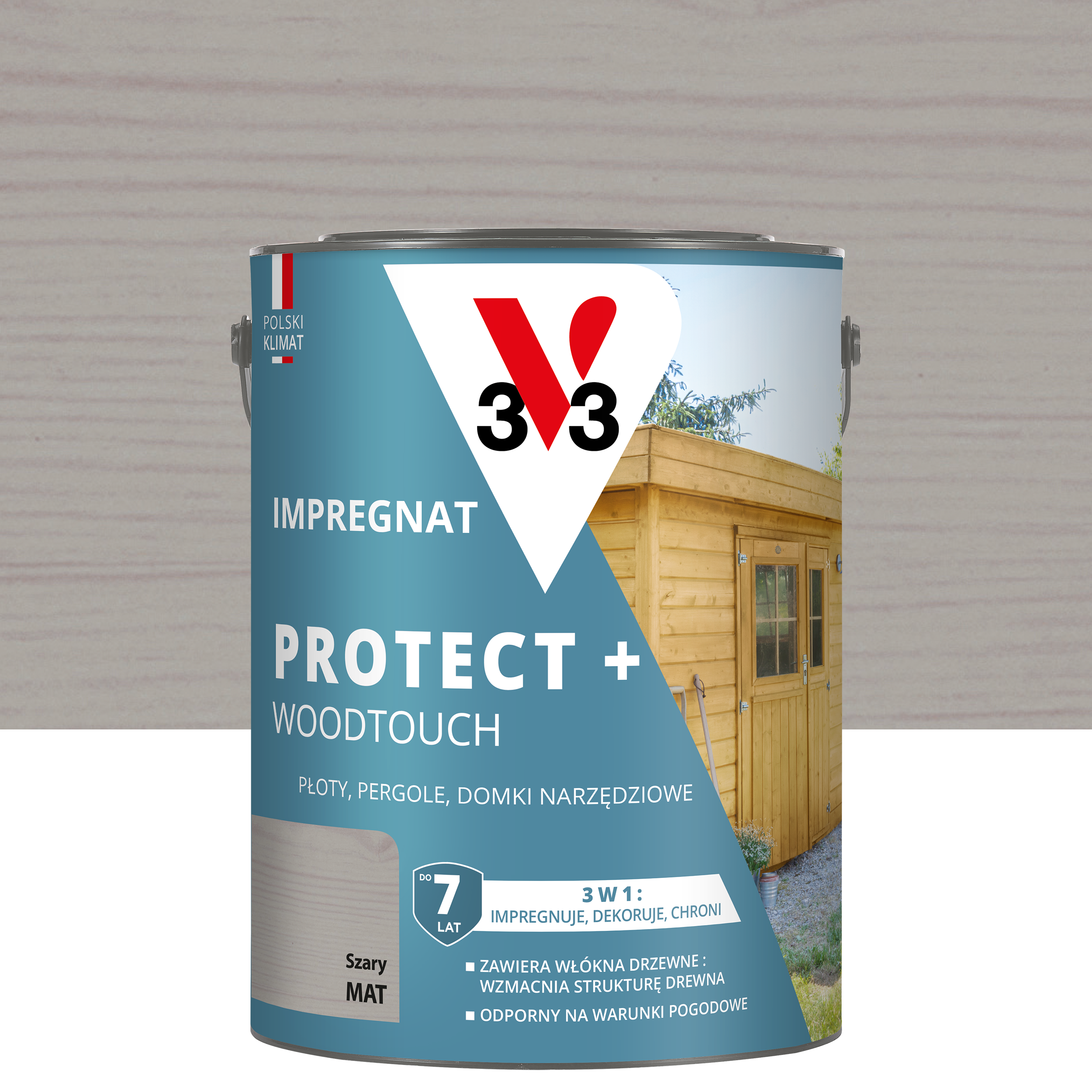 Impregnat do drewna Protect + Woodtouch 3w1 Szary mat 4.5 l V33