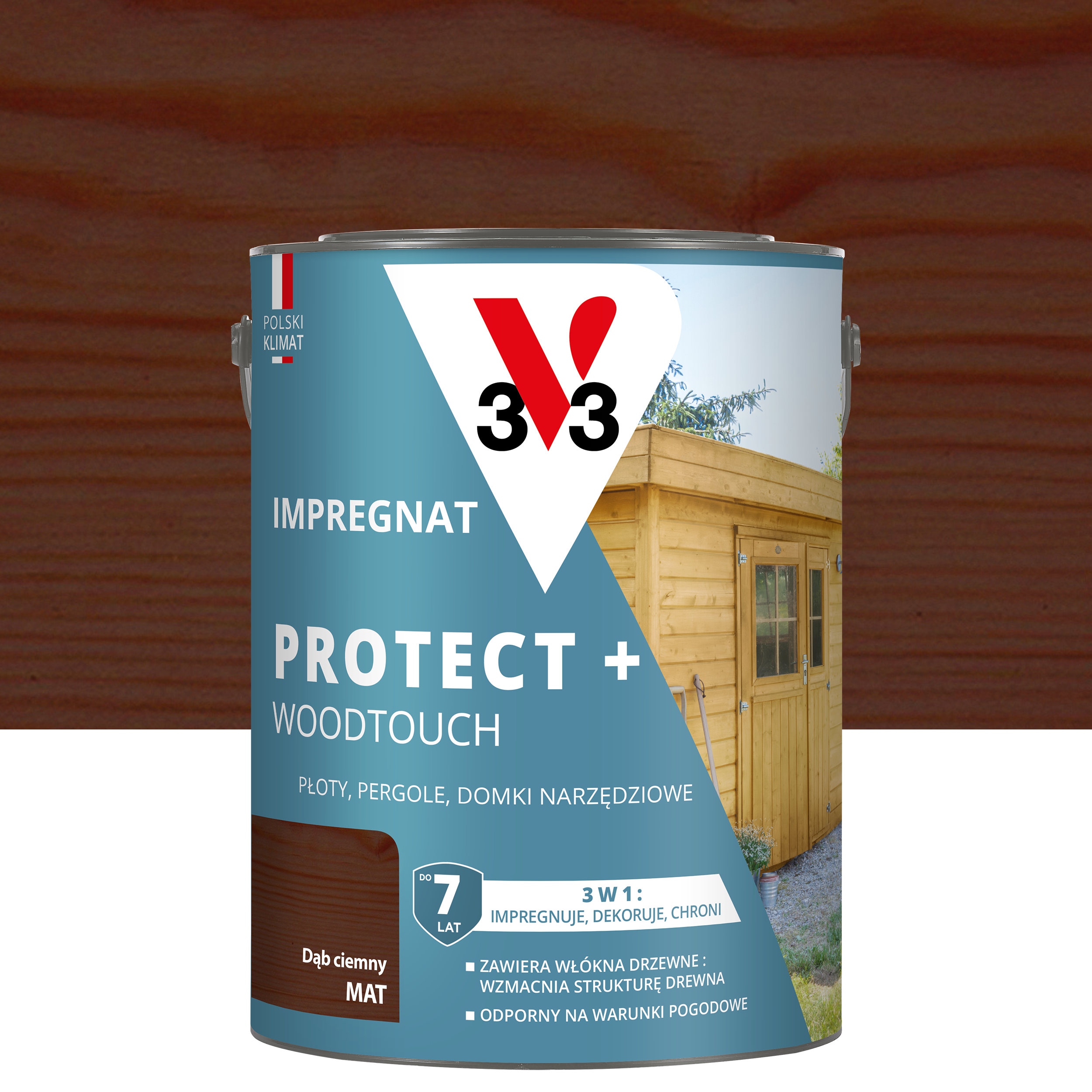 Impregnat do drewna Protect + Woodtouch 3w1 Dąb ciemny mat 4.5 l V33