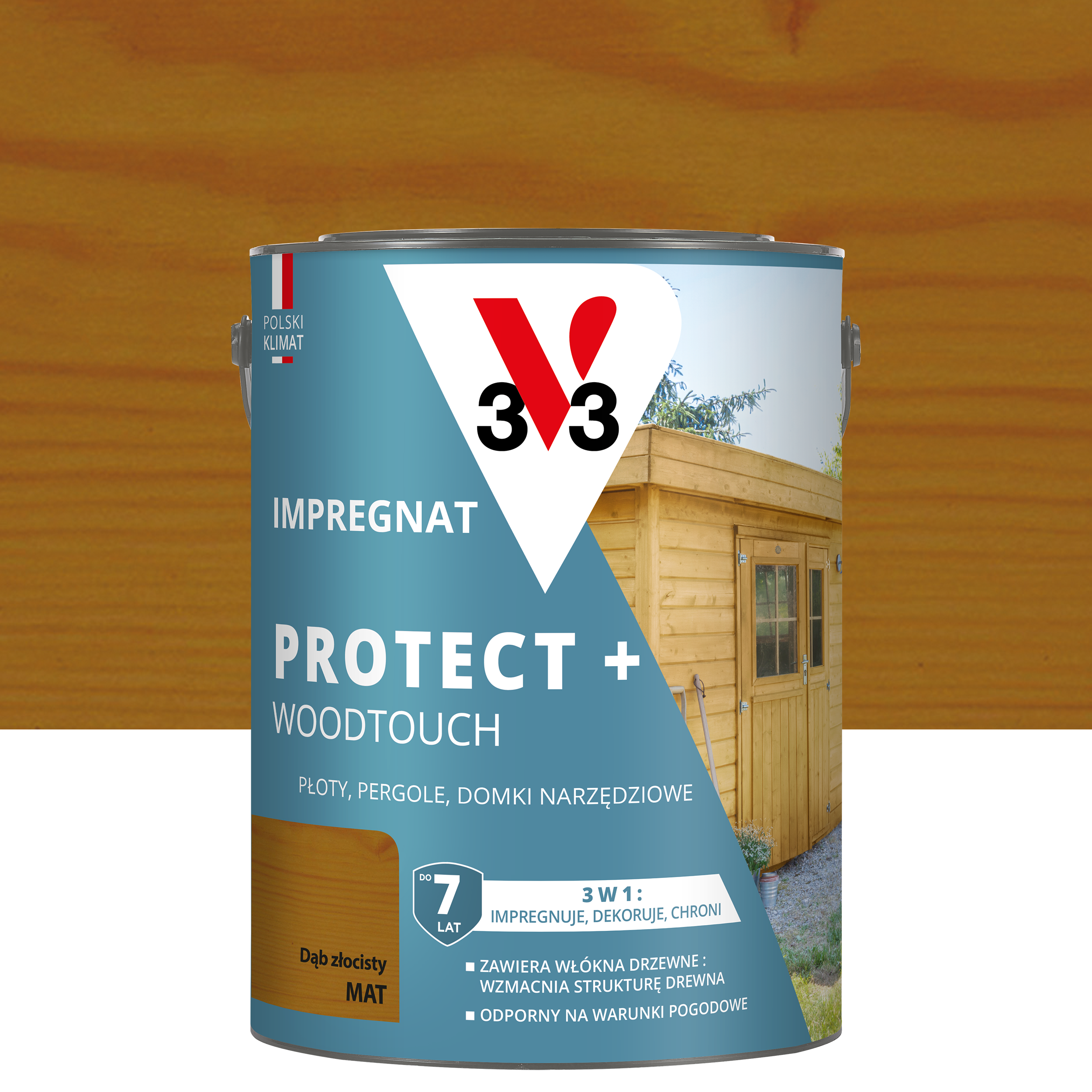 Impregnat do drewna Protect + Woodtouch 3w1 Dąb złocisty mat 4.5 l V33