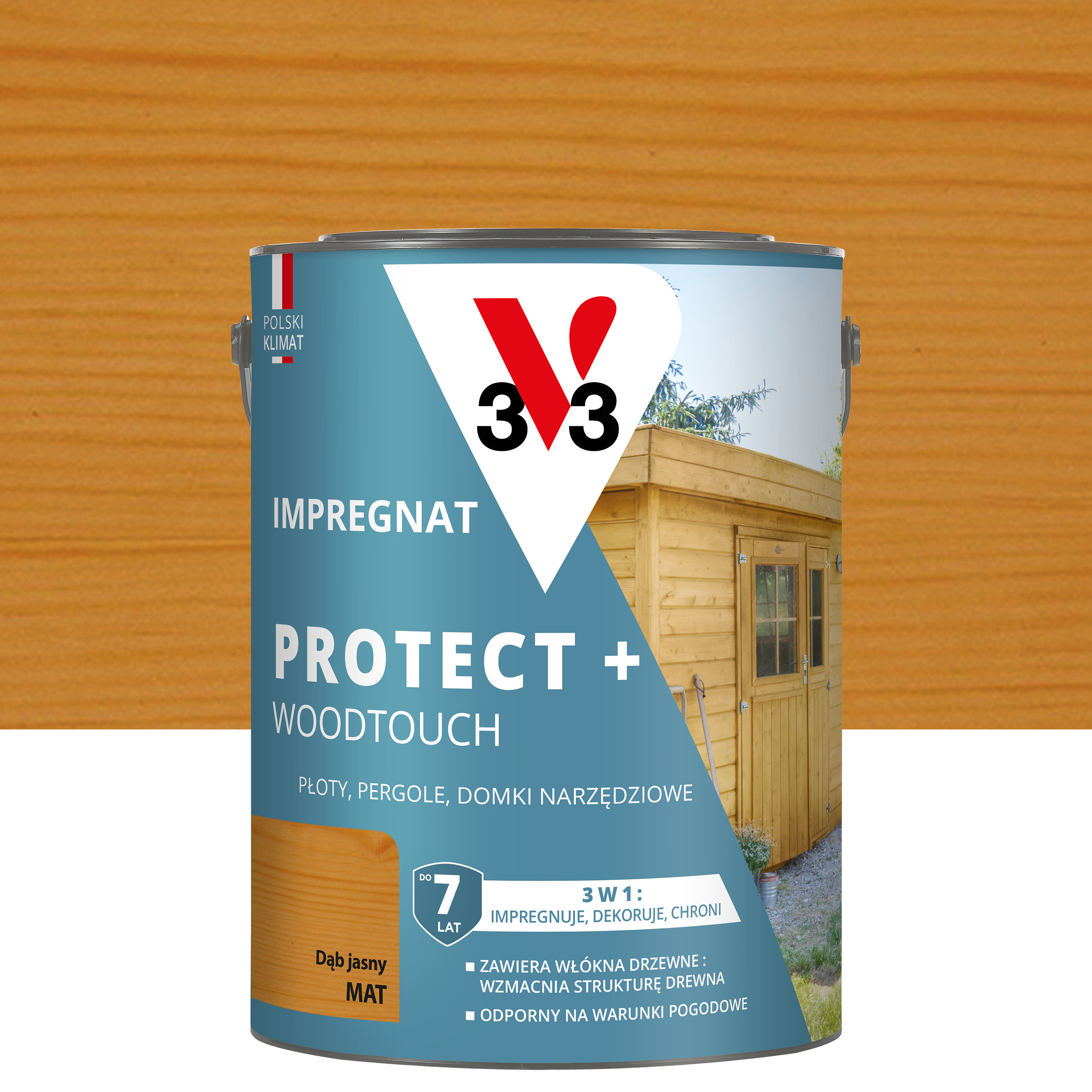 Impregnat do drewna Protect + Woodtouch 3w1 Dąb jasny mat 4.5 l V33