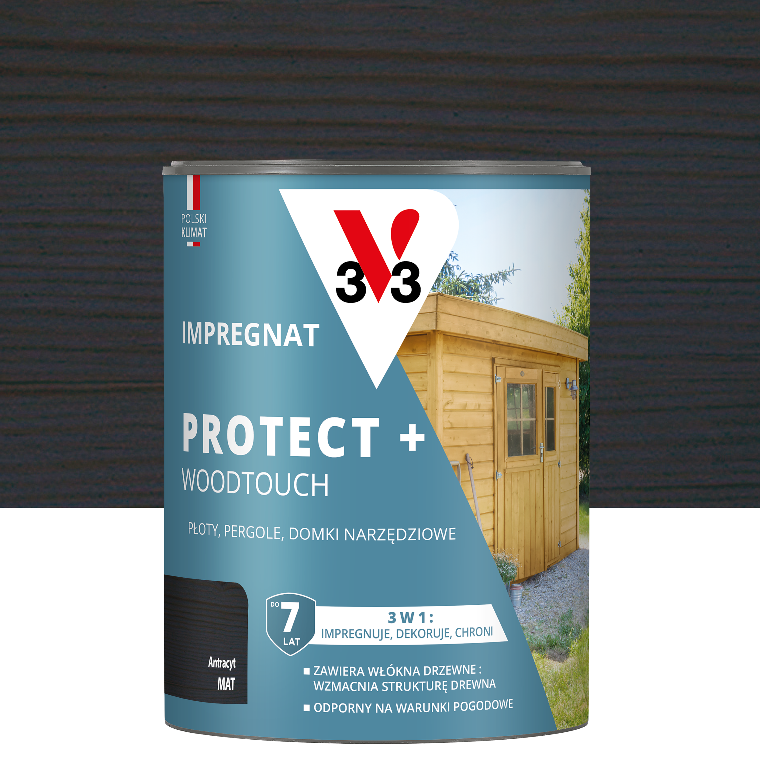 Impregnat do drewna Protect + Woodtouch 3w1 Antracyt mat 0.7 l V33