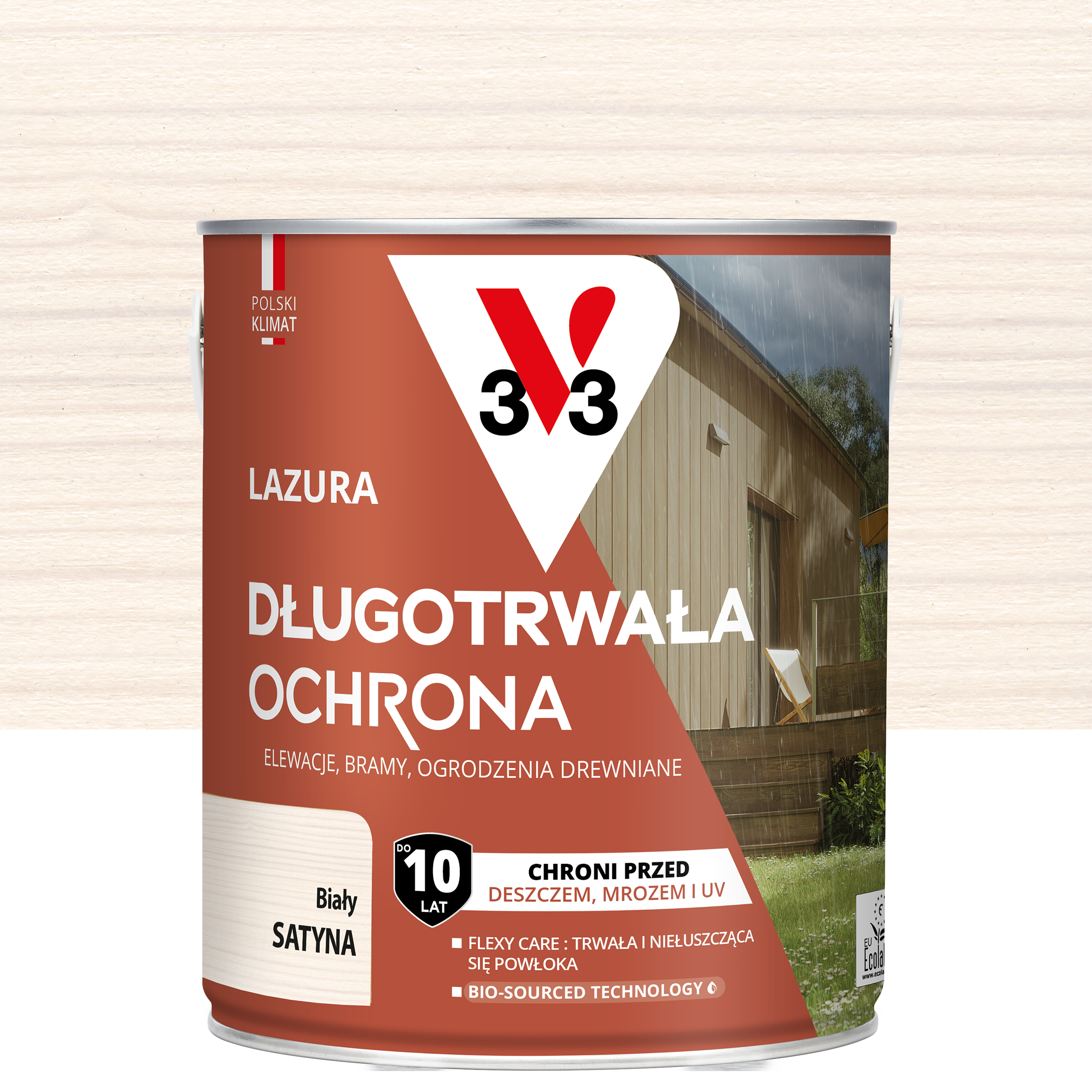 Lazura 10 lat ochrony Biały satynowy 2.5 l V33