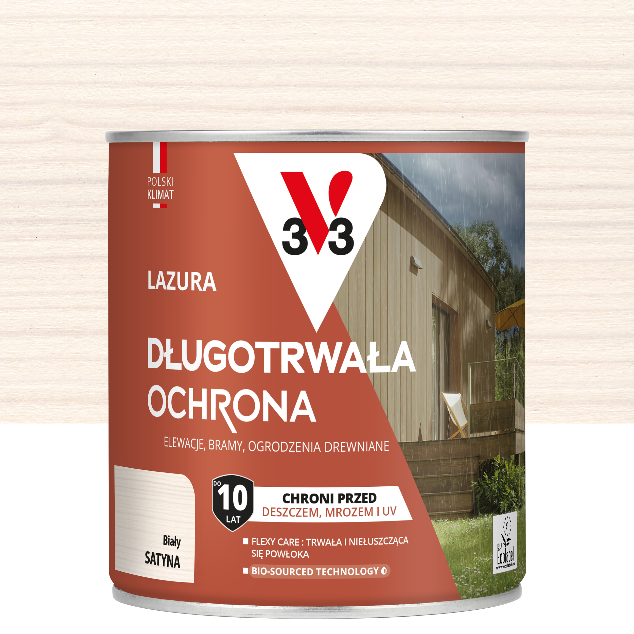 Lazura 10 lat ochrony Biały satynowy 0.75 l V33