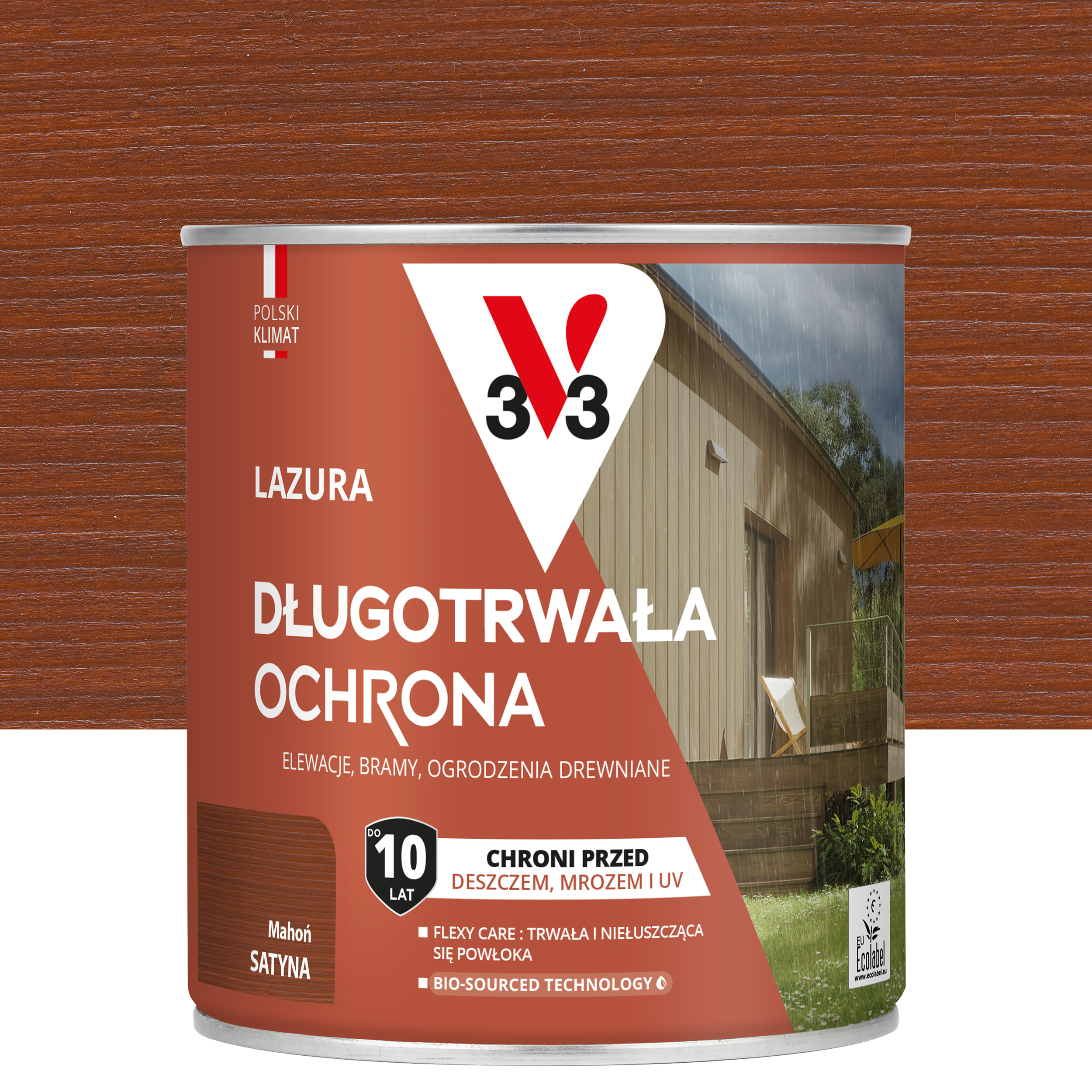 Lazura 10 lat ochrony Mahoń satynowy 0.75 l V33