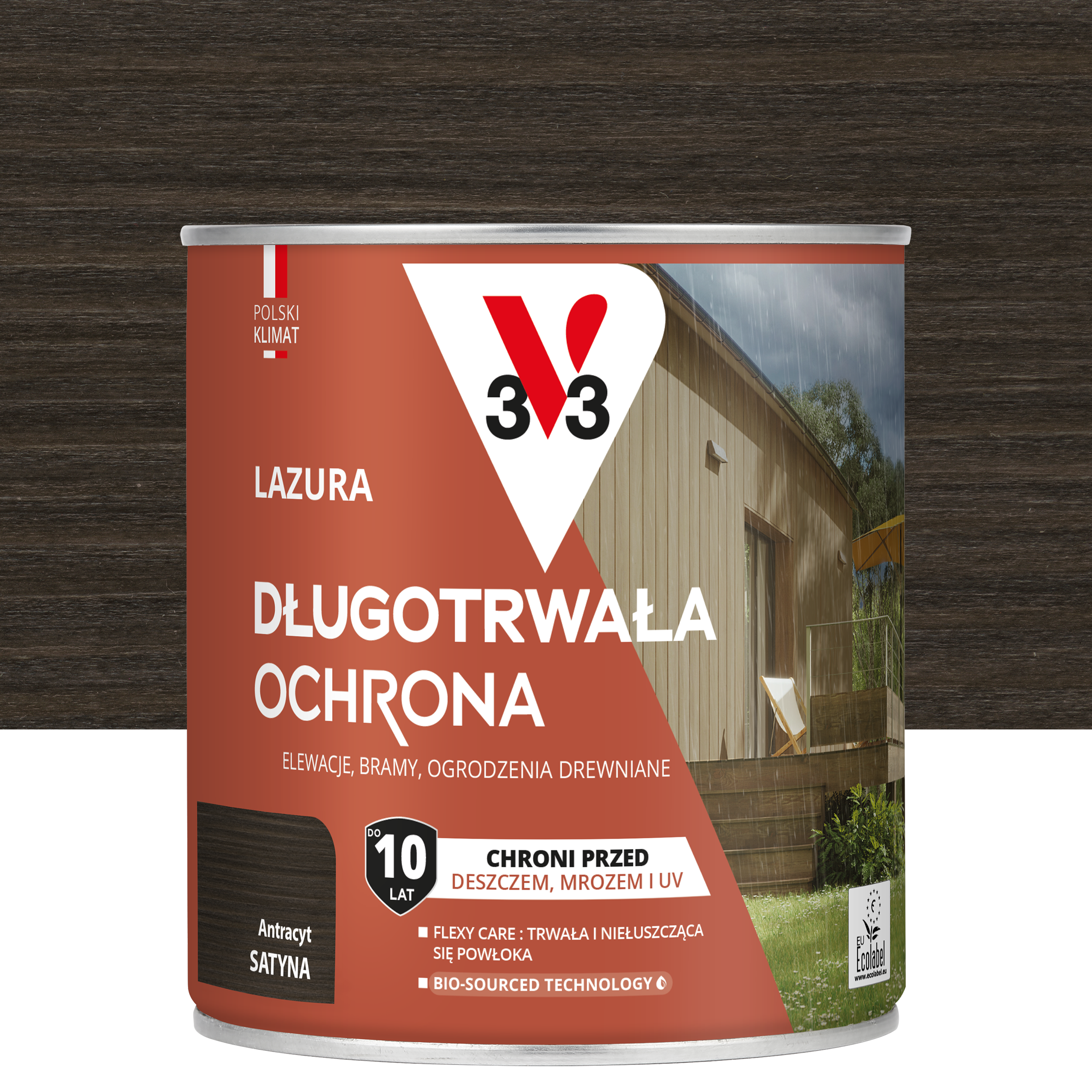 Lazura 10 lat ochrony Antracyt satynowy 0.75 l V33