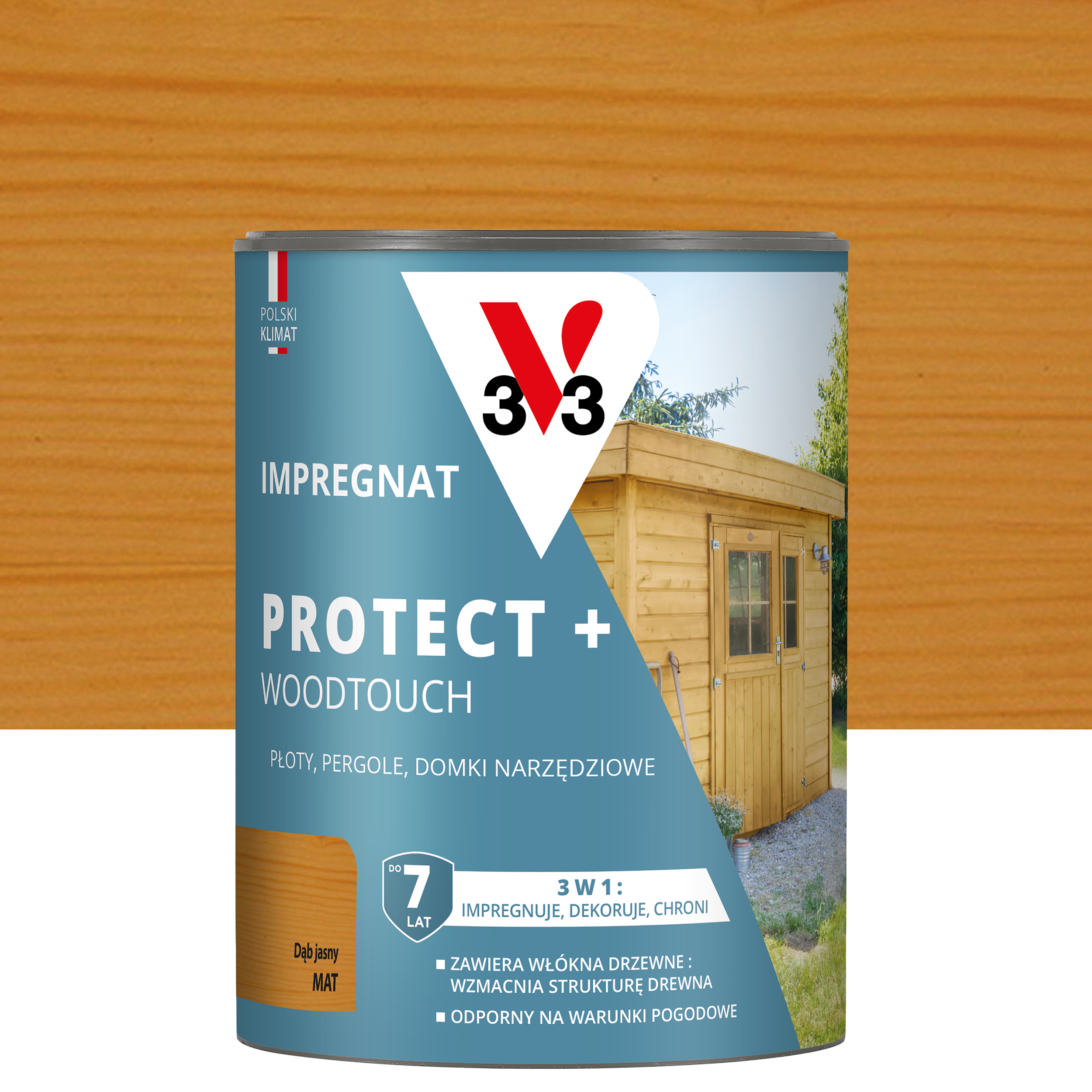 Impregnat do drewna Protect + Woodtouch 3w1 Dąb jasny mat 0.7 l V33