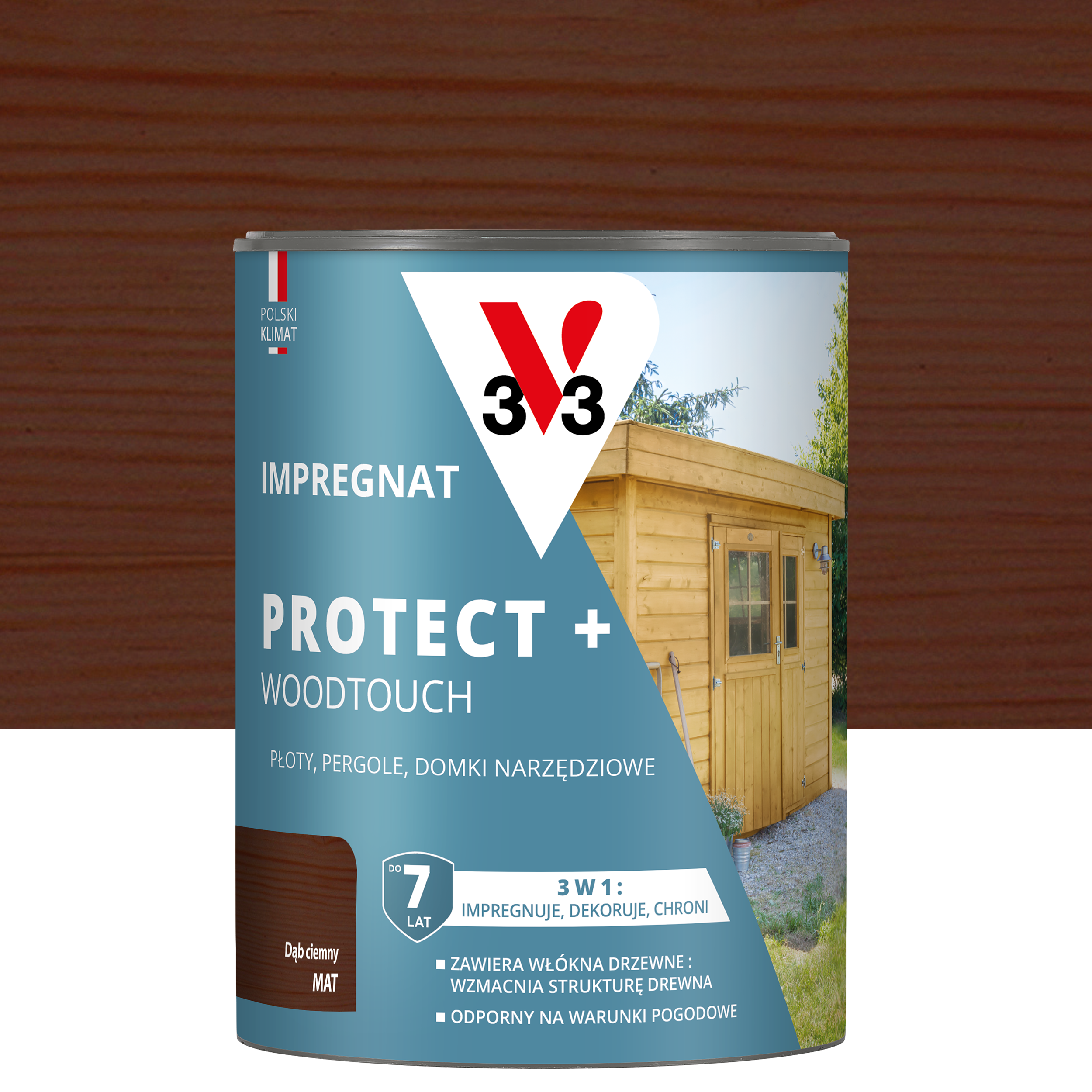 Impregnat do drewna Protect + Woodtouch 3w1 Dąb ciemny mat 0.7 l V33