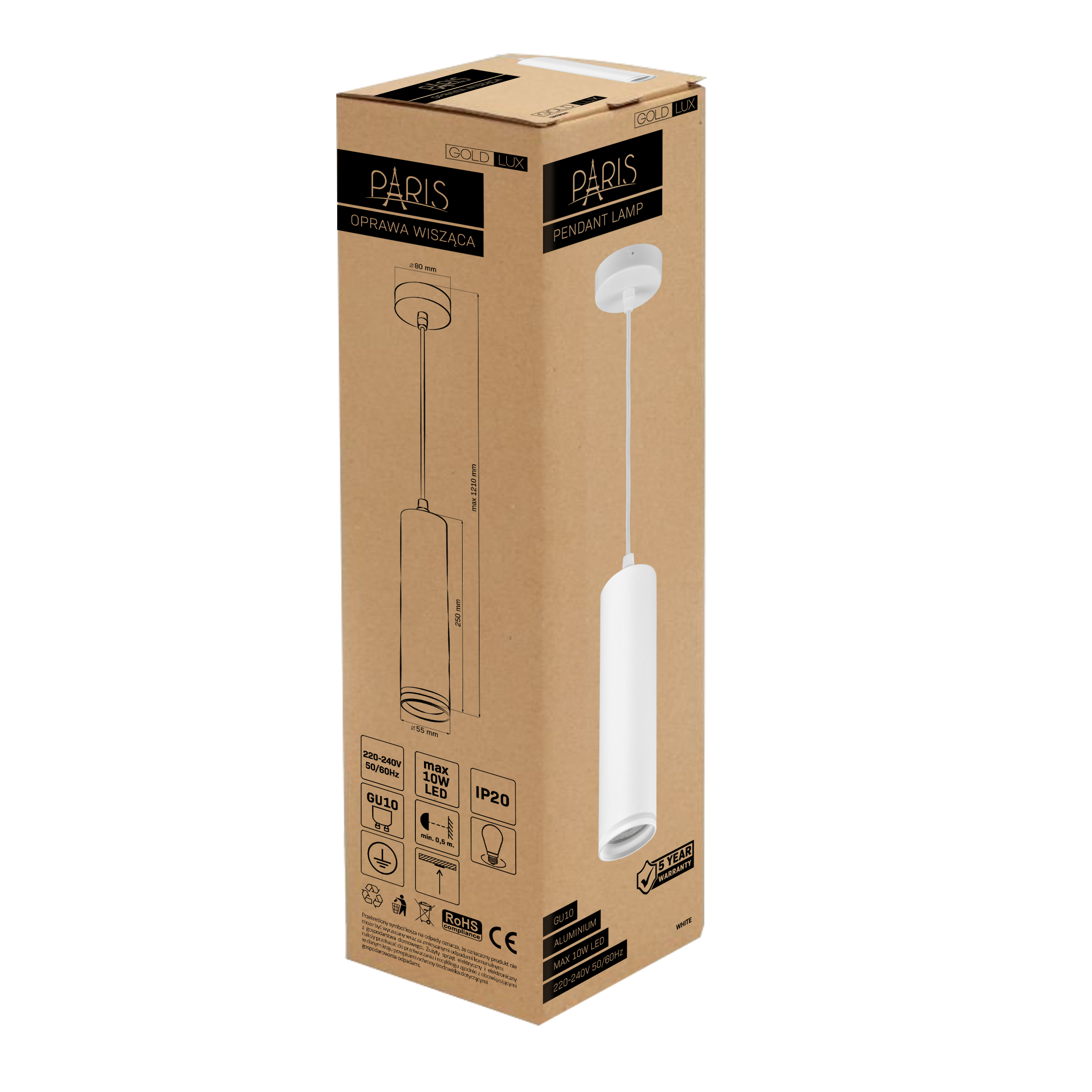 Lampa wisząca Paris biała GU10 Goldlux - 6