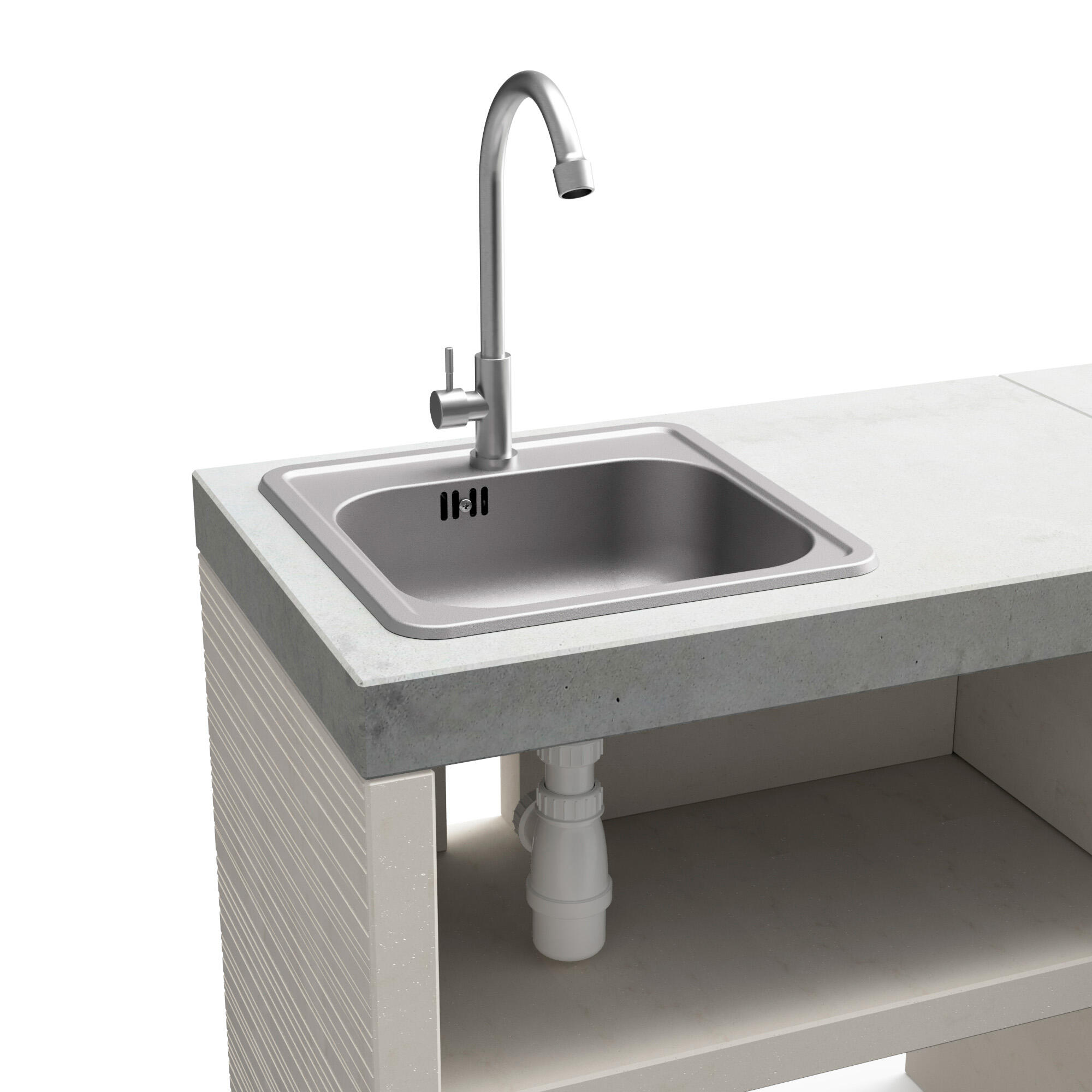 Bancada moderna com lava loiça 78x47x75 cm branco e cinzento Tuozi - 5