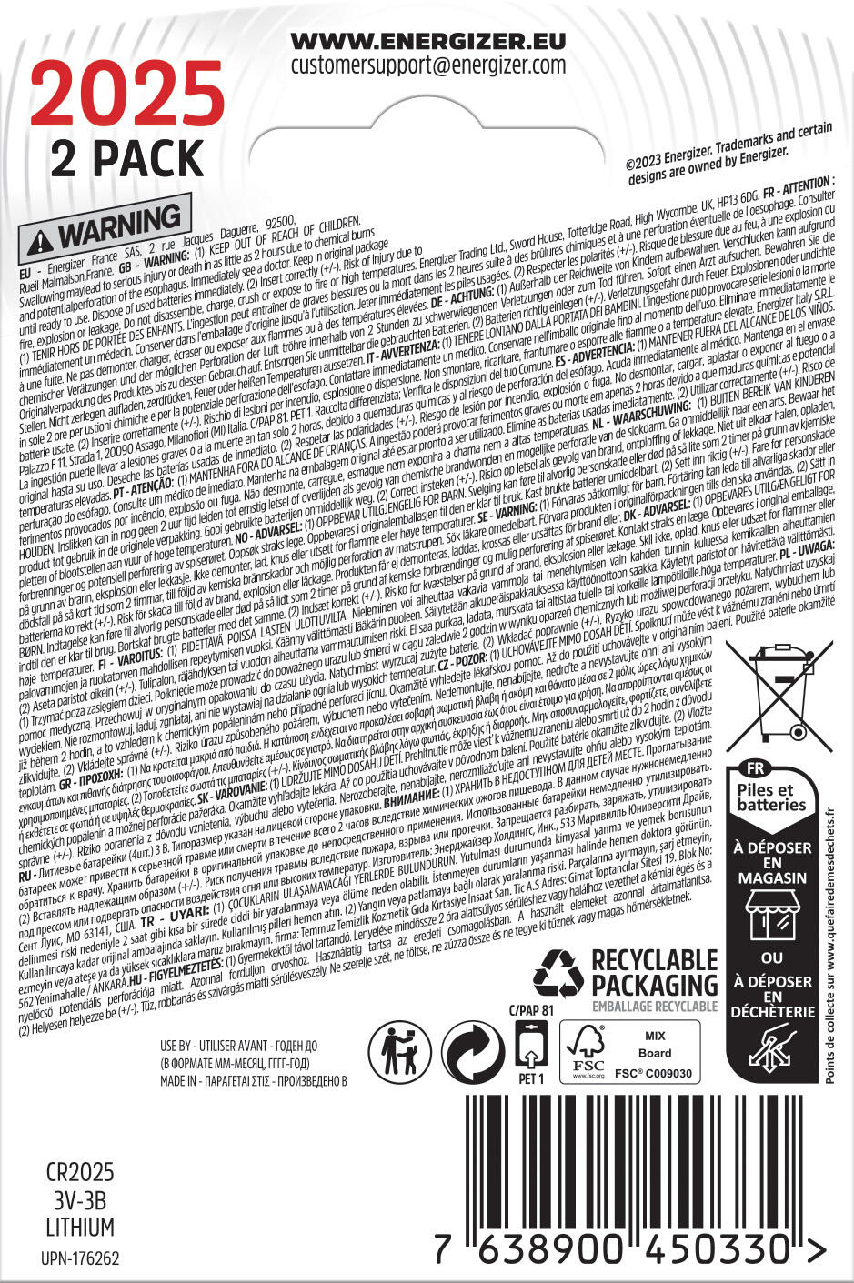 2 Pila CR 2025 ENERGIZER - 2