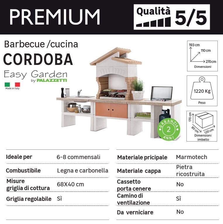 Barbecue fisso a legna e carbonella CORDOBA CUCINA COMPLETA EASY GARDEN BY PALAZZETTI L 270 x H 193 x P 70 cm - 3