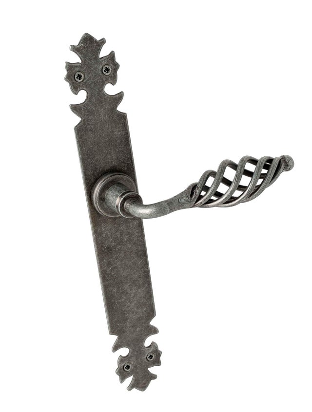 Manilla con placa para puerta CANDELA en hierro gris mate