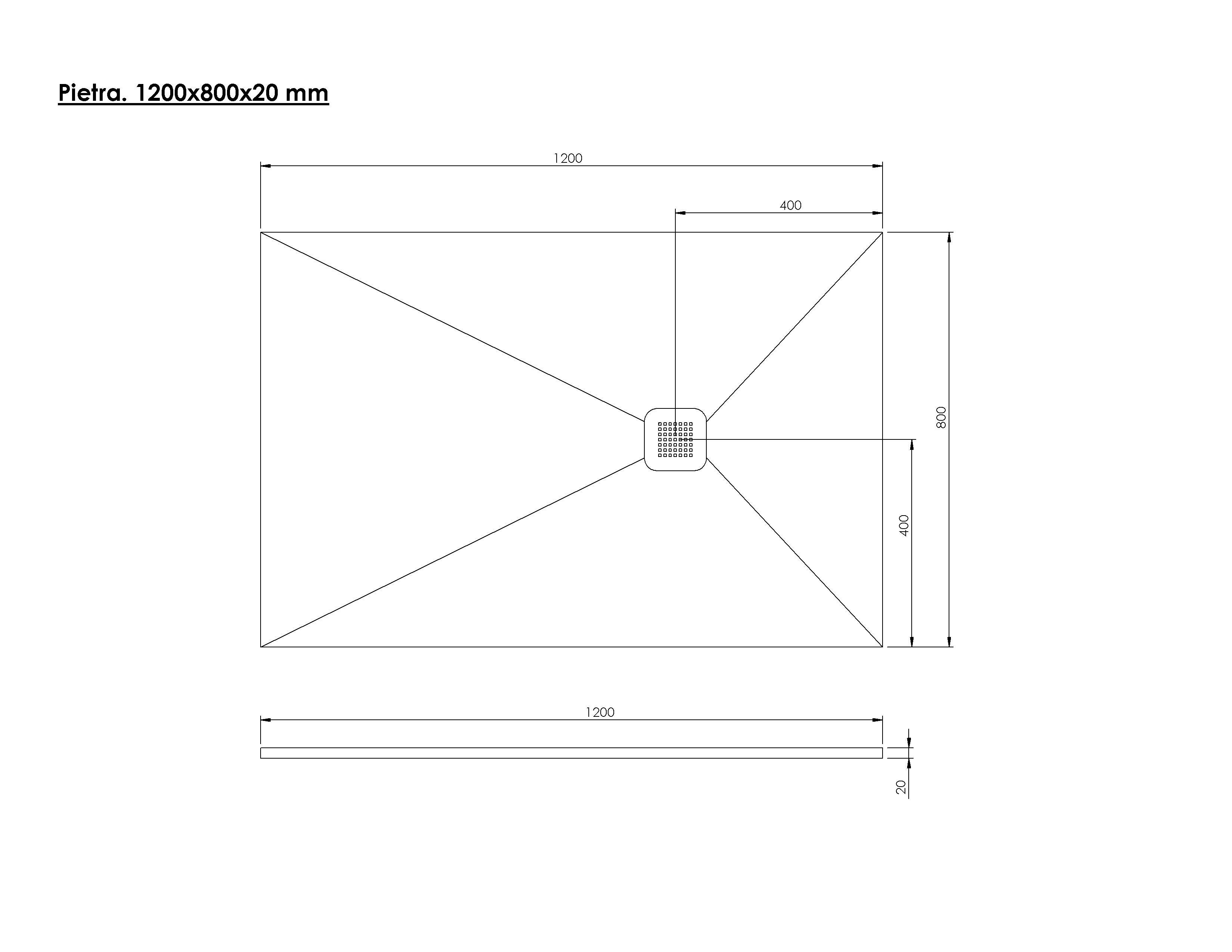 Base de duche válvula rebaixada 120x80 cm branco Pietra - 8