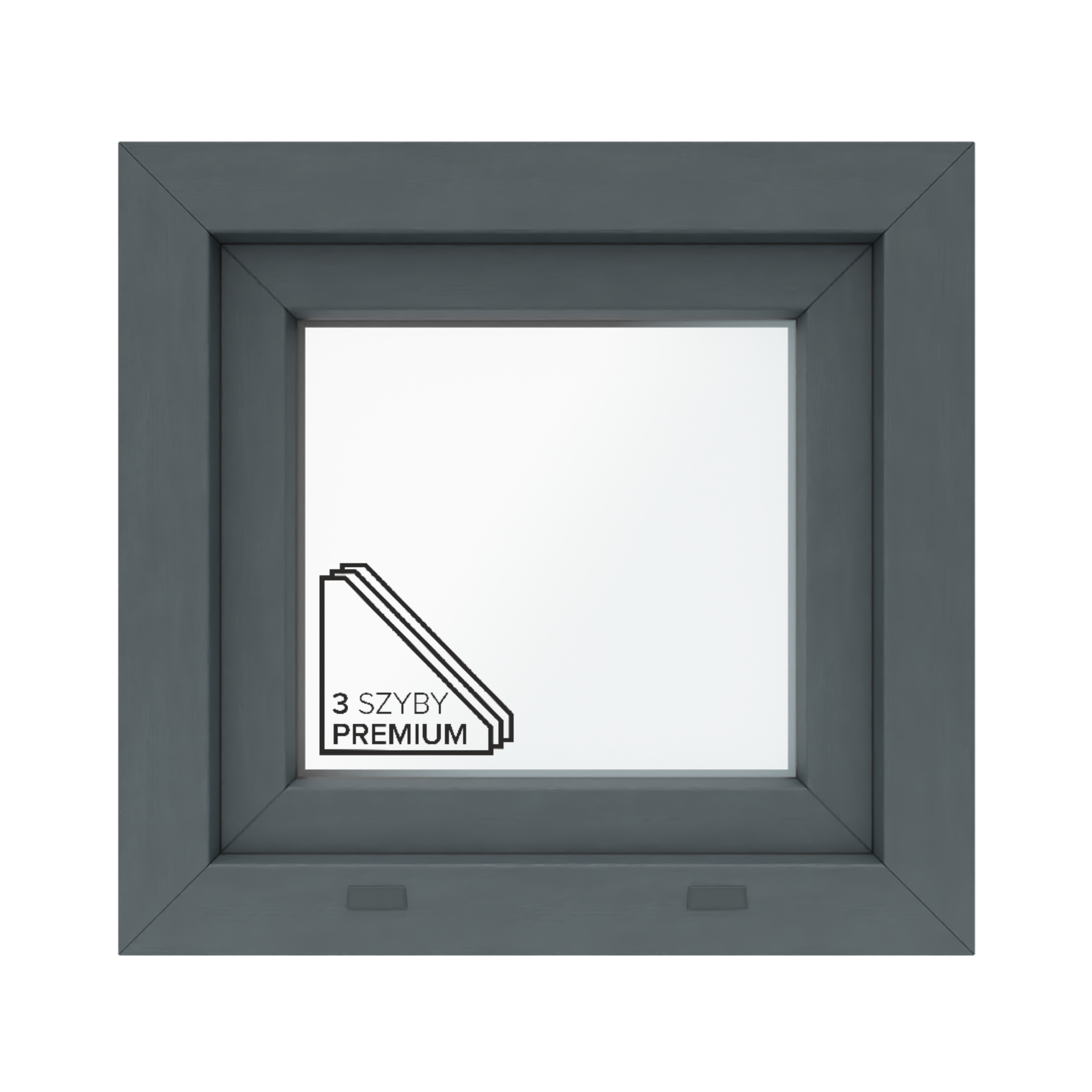 Okno PCV 3-szybowe balkonowe O1U/85 antracytowe 565x535 mm uchylne do wewnątrz Witraż