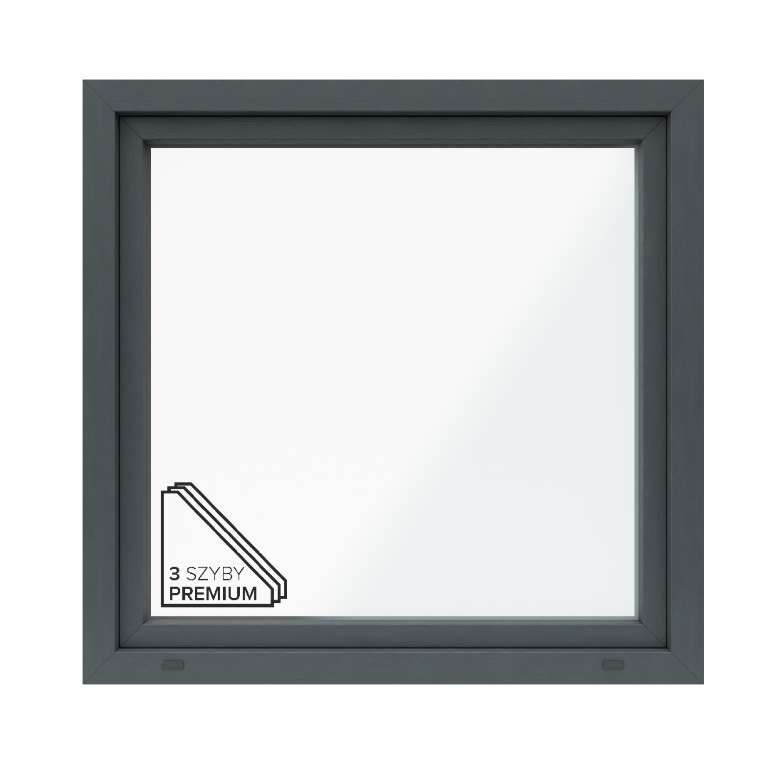 Okno PCV 3-szybowe fasadowe 85/O17 antracyt 1165x1135 mm otwierane do wewnątrz lewe Witraż