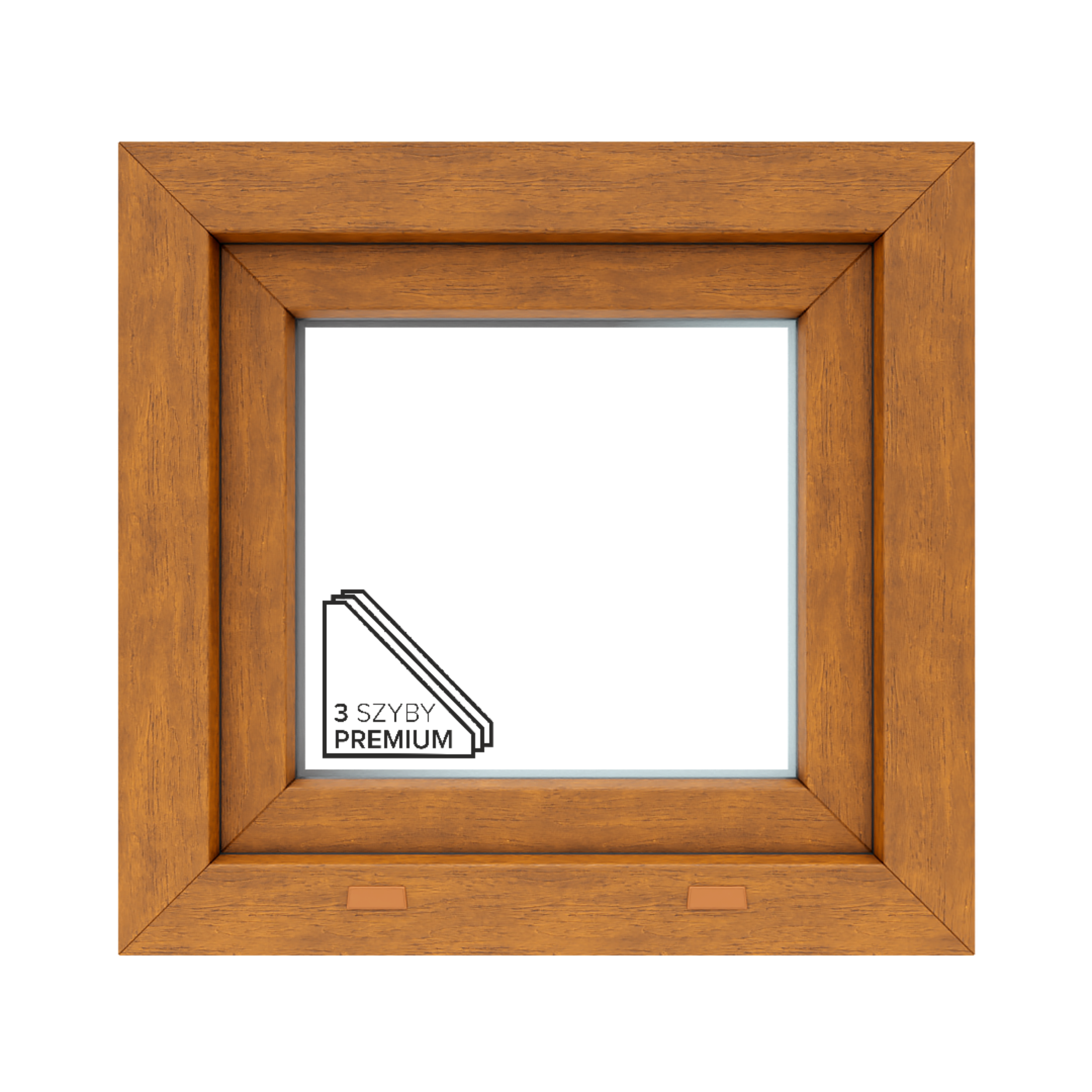 Okno PCV 3-szybowe balkonowe O1/85 złoty dąb 565x535 mm uchylne do wewnątrz Witraż