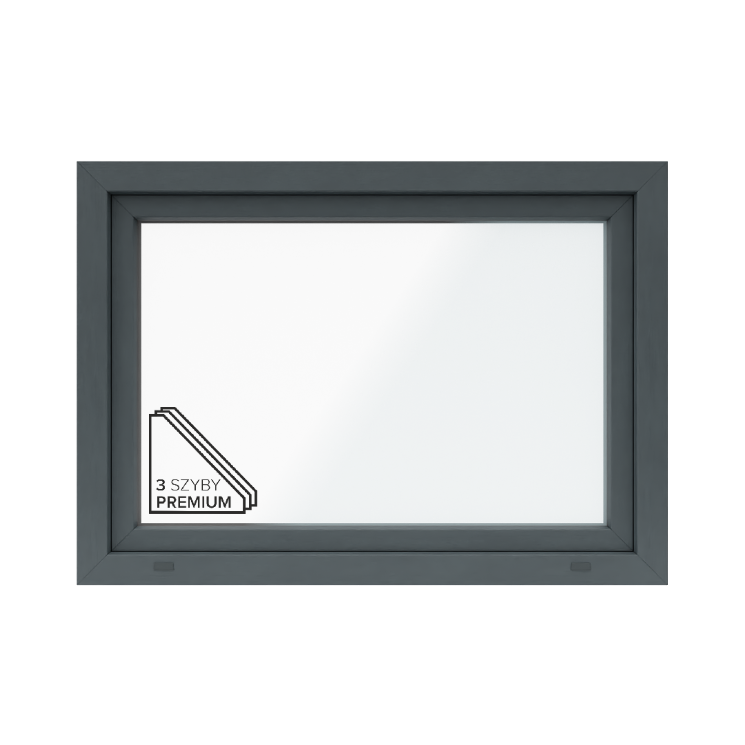 Okno PCV 3-szybowe fasadowe O6U/85 antracytowe 1165x835 mm uchylne do wewnątrz Witraż