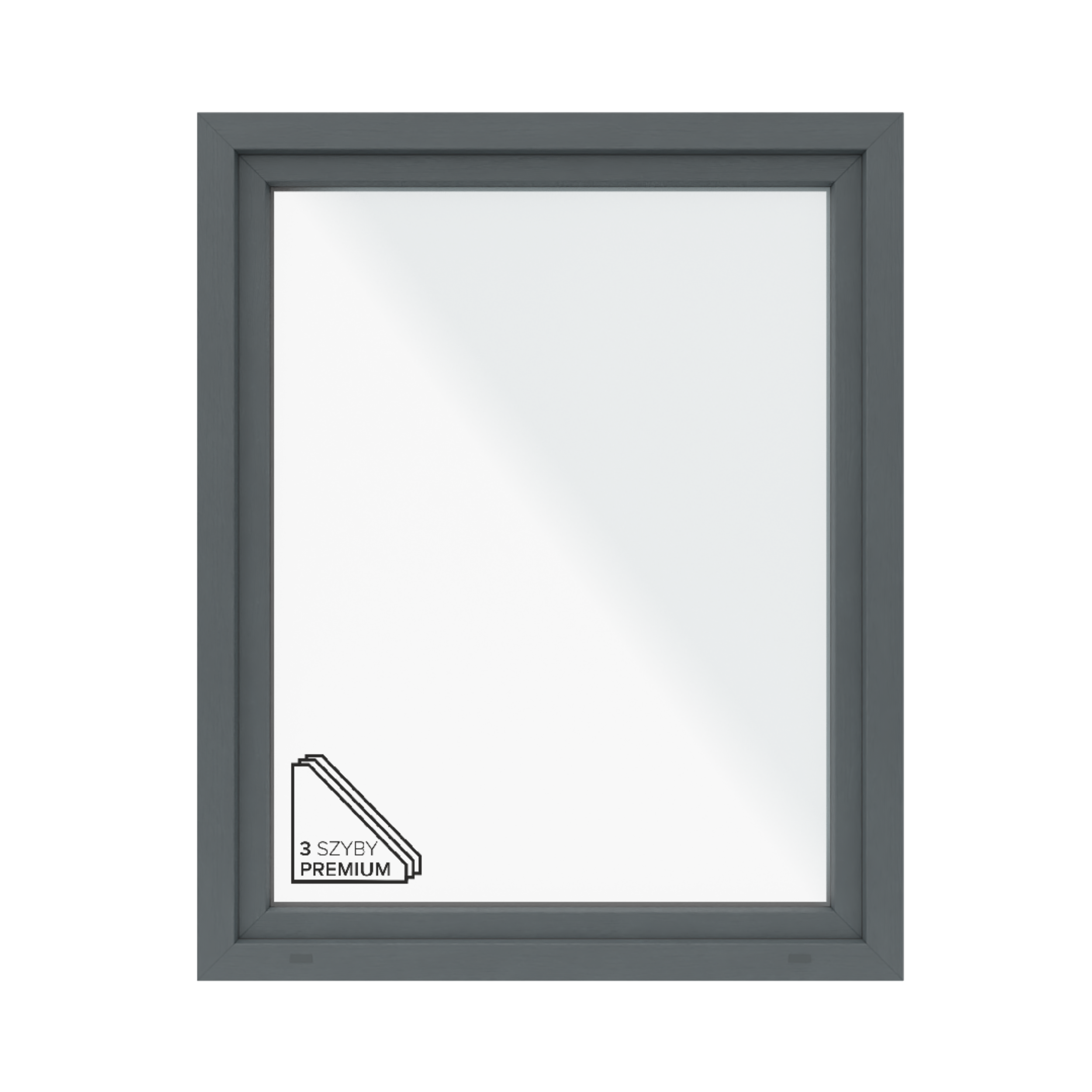 Okno PCV 3-szybowe fasadowe O32/85 atracytowe 1165x1435 mm otwierane do wewnątrz prawe Witraż