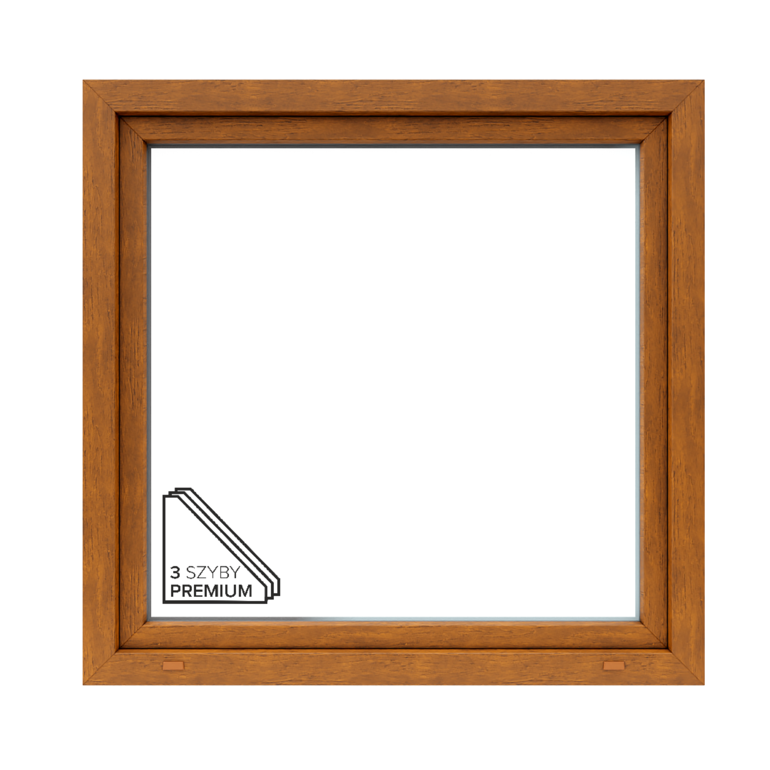 Okno PCV 3-szybowe fasadowe 85/O17 złoty dąb 1165x1135 mm otwierane do wewnątrz lewe Witraż