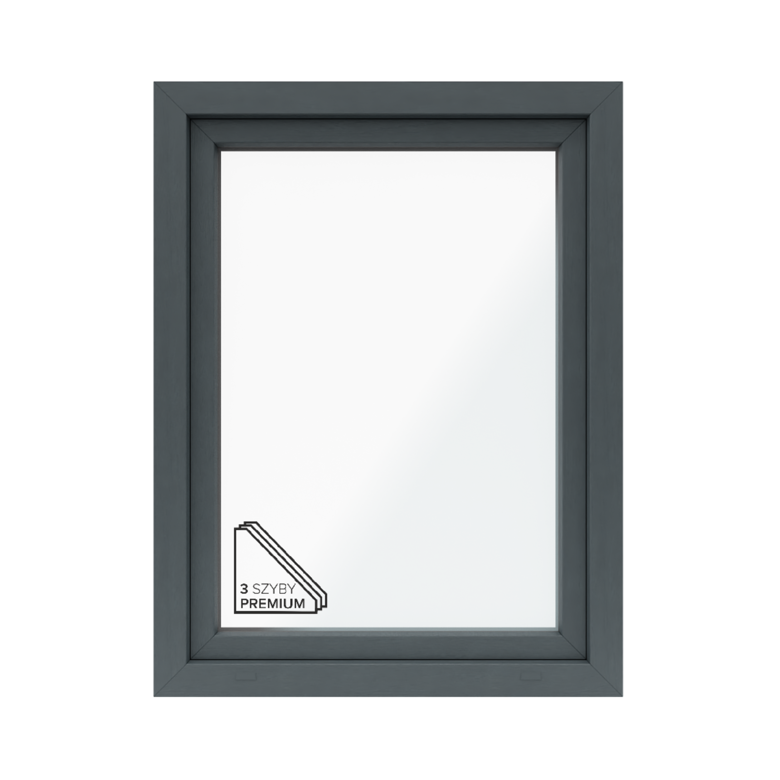 Okno PCV 3-szybowe fasadowe O14/85 antracytowe 865x1135 mm otwierane do wewnątrz prawe Witraż