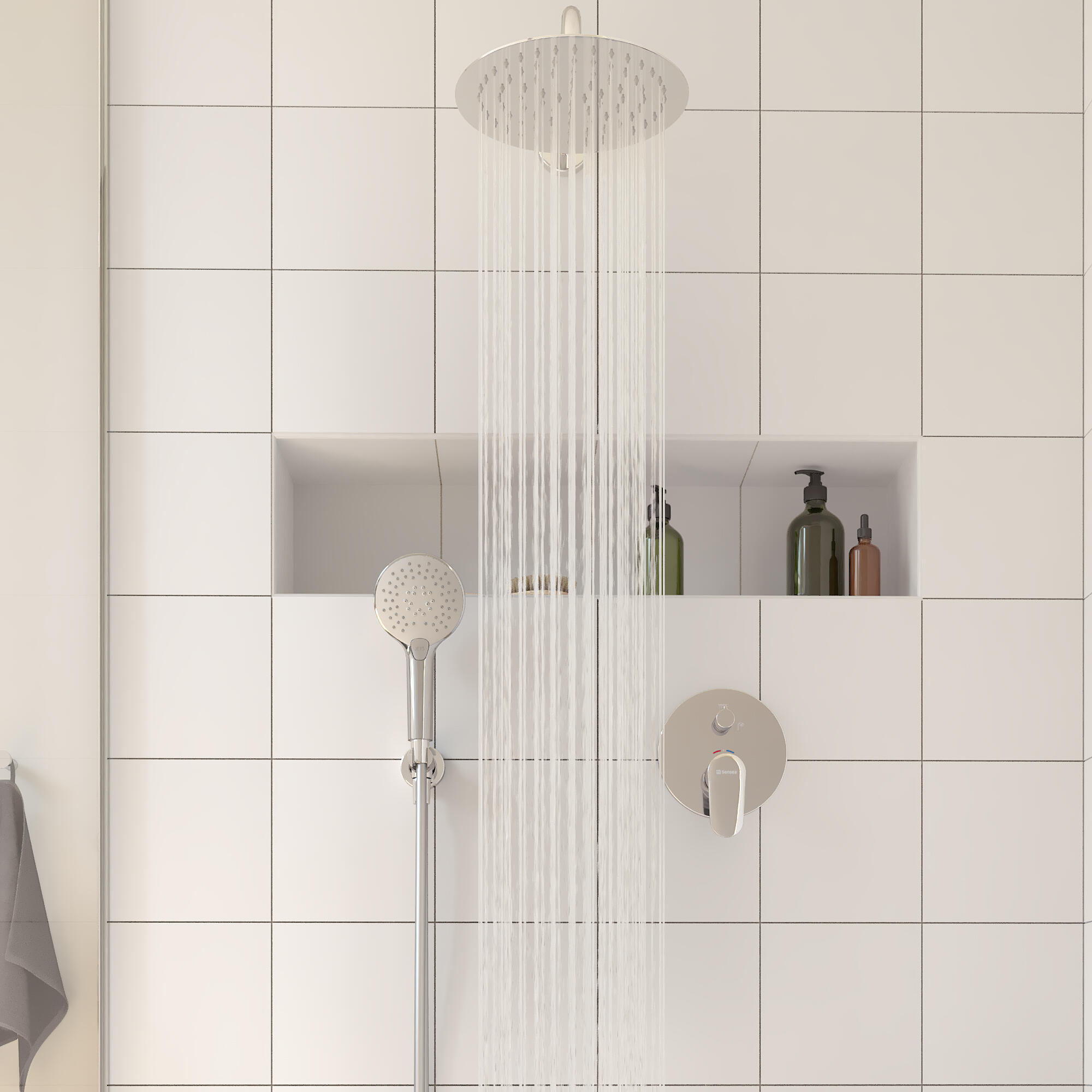 Conjunto de ducha empotrado monomando sensea icone plata