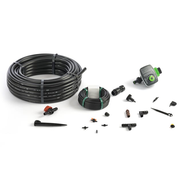 Kit D'Irrigation Goutte à Goutte Automatique 50L - Autonomie 2 Semaines, Pompe 15W Étanche IPX8, Idéal Pour Jardin, Balcon, Plantes D'Intérieur (4 Sacs De Culture Inclus)