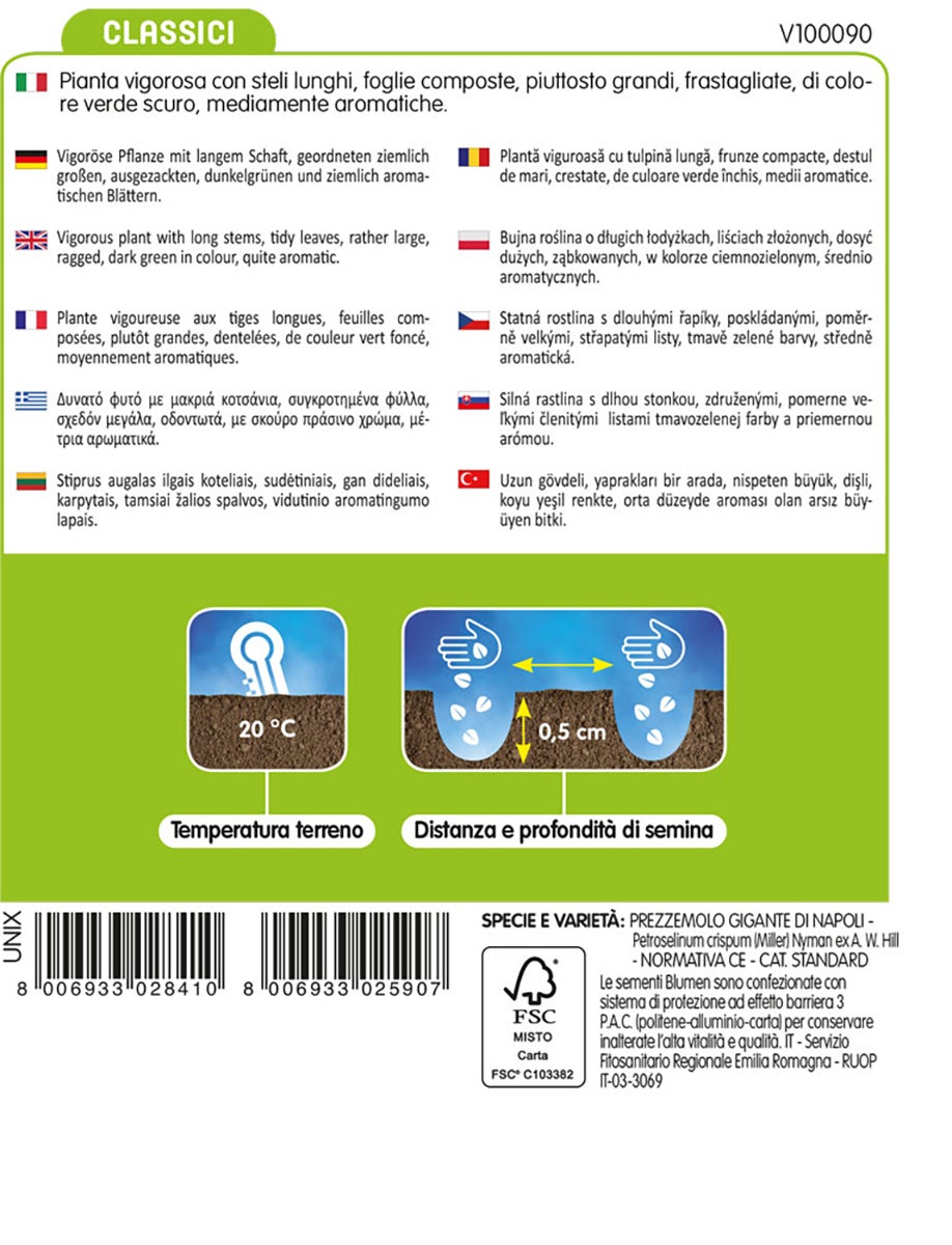 Semi di prezzemolo gigante d'Italia BLUMEN 18 g - 2