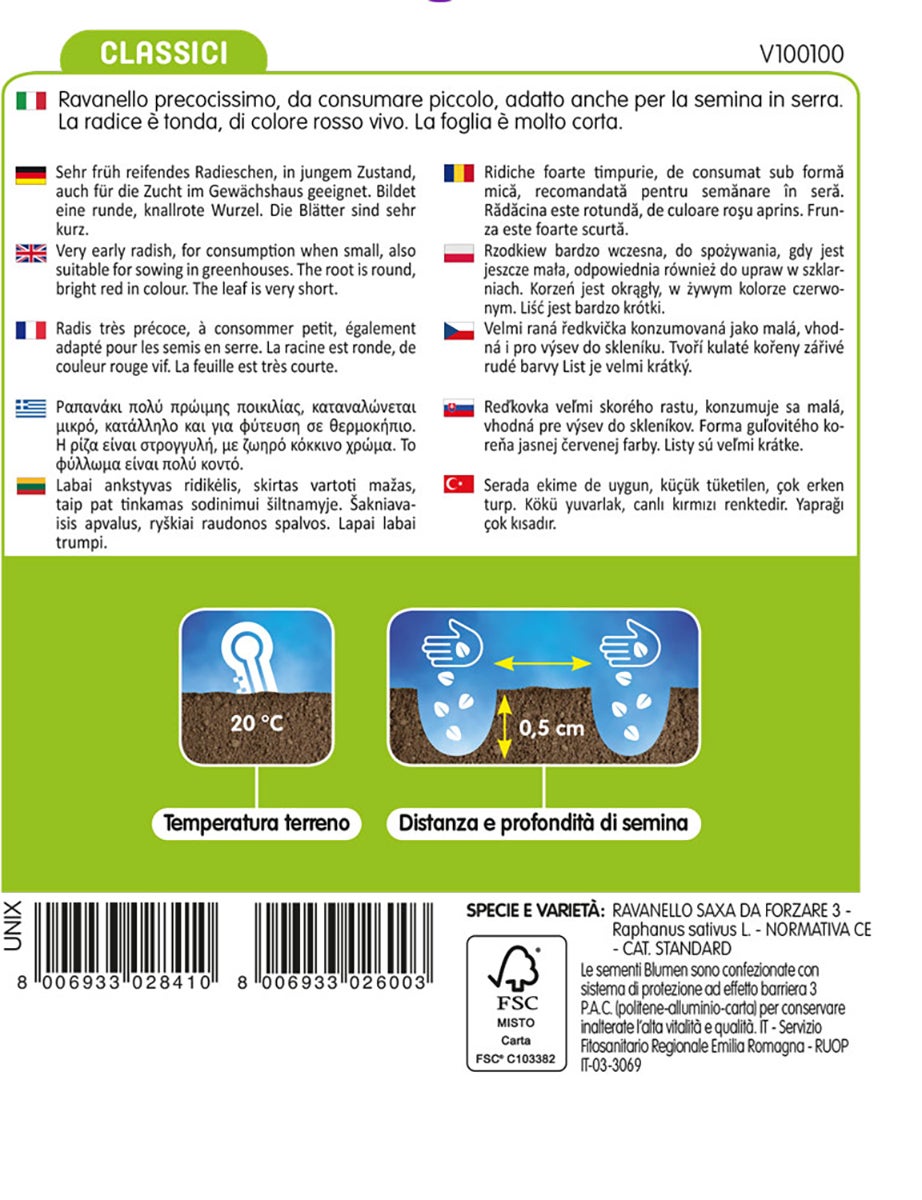 Semi di ravanello tondo rosso BLUMEN 18 g - 2