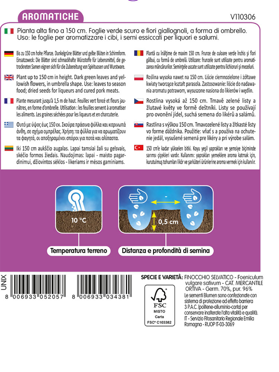 Semi per orto di finocchio selvatico BLUMEN 18 g - 2