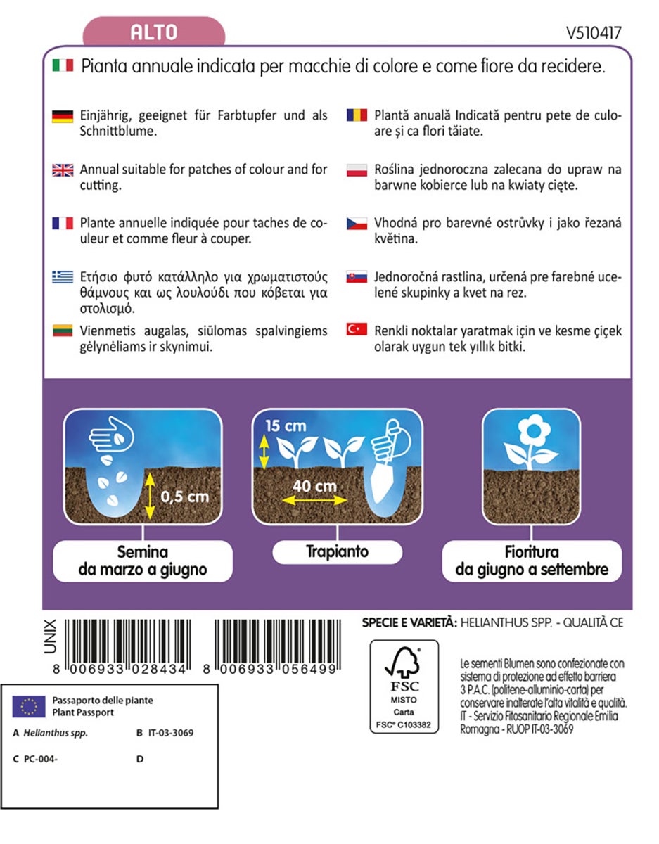 Semi di girasole gigante (semi commestibili) BLUMEN 1 g - 2