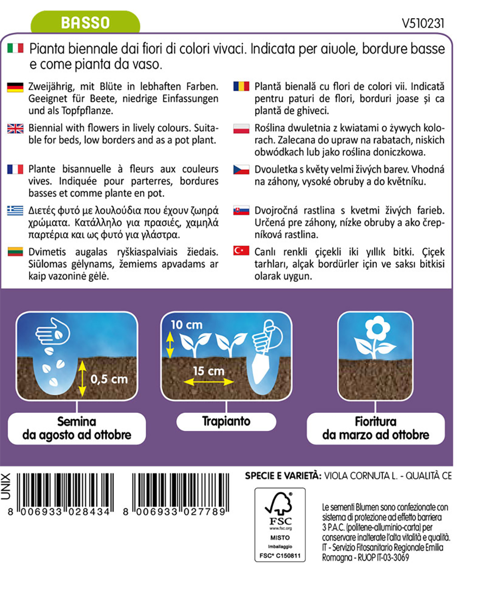 Semi di viola cornuta blu BLUMEN 1 g - 2