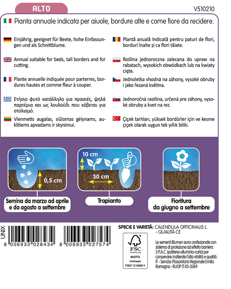 Semi per fiori di Calendula a grandi fiori in miscuglio BLUMEN 1 g - 2