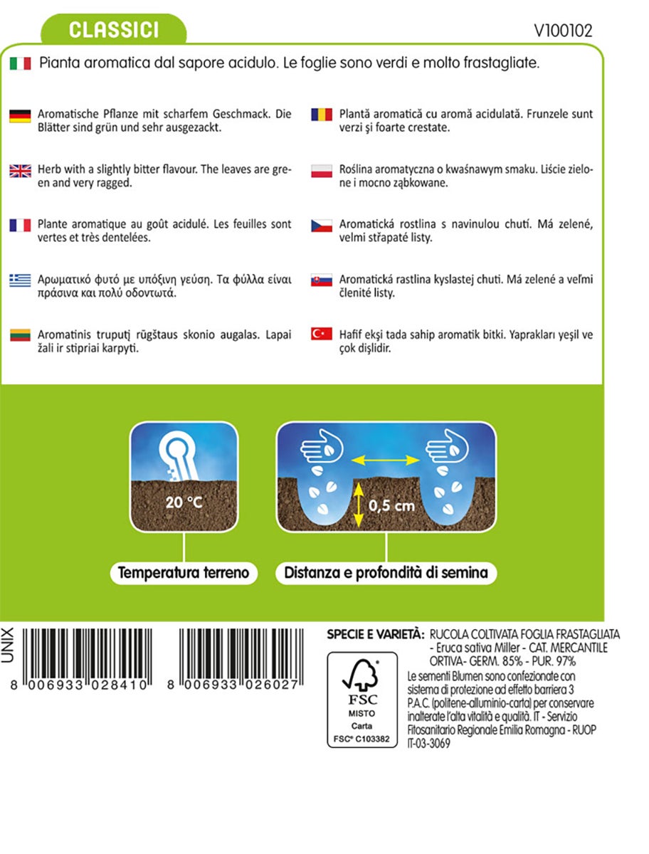 Semi di rucola coltivata BLUMEN 18 g - 2
